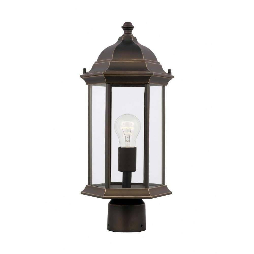 Antique Bronze Outdoor Post Lantern - 1 Light Medium Traditional Fixture with Incandescent Lighting - Perfect for Porch, Garden, Pathway and Driveway Lighting