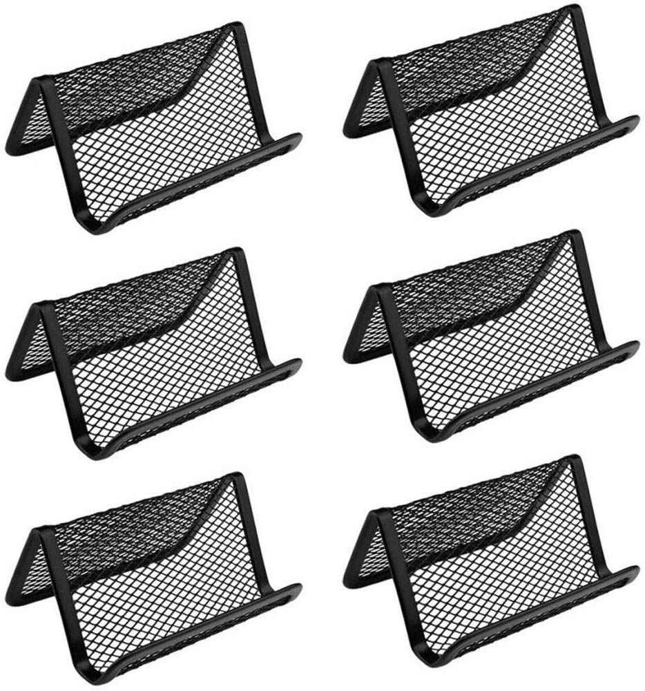 6 Pack Black Metal Mesh Business Card Holder - Premium Credit Card & Name Card Organizer for Office, Wallet, and Professional Networking Events