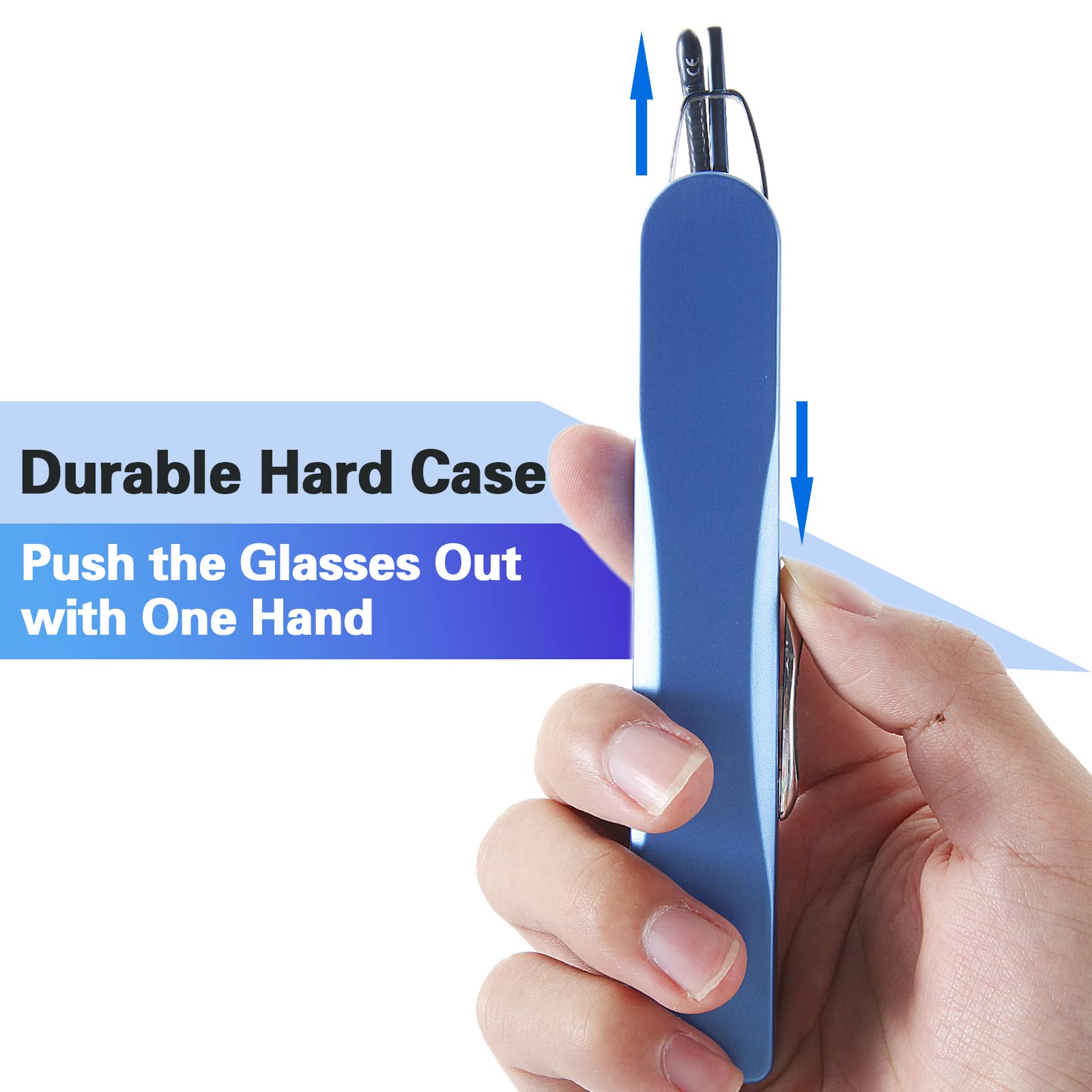 I-Mag Mini Slim Metal Spring Hinge Reading Glasses 2.00 Strength - Blue Lightweight Eyewear with Slide Open Hard Case | Perfect for Reading, Computer Use & Travel Accessories