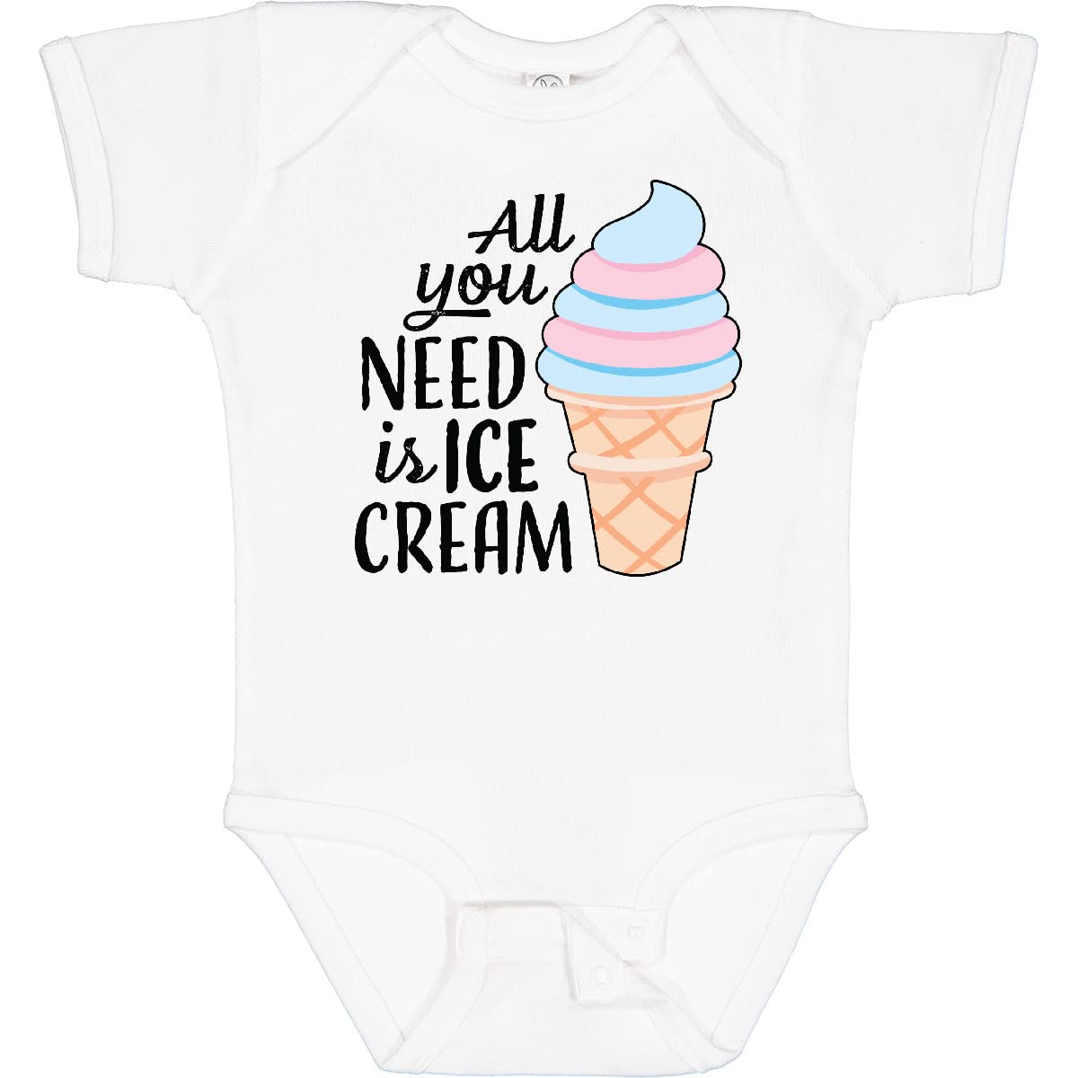 Inktastic All You Need is Ice Cream with Ice Cream Cone Baby Bodysuit - Cute Infant Onesie for Summer Outings & Photo Shoots