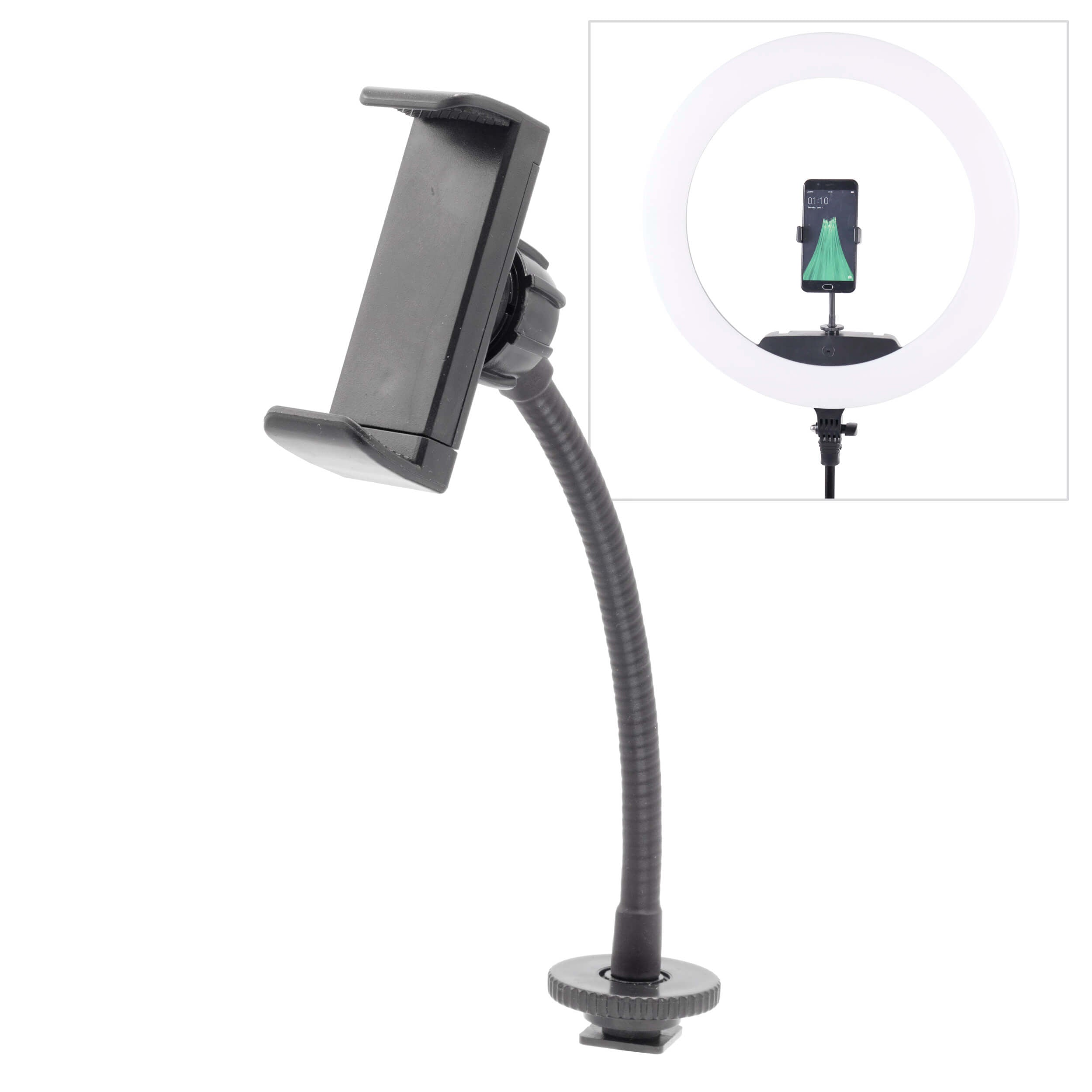 360° Rotatable Gooseneck Phone Holder Stand - Adjustable Smartphone Mount for Desk, Bed, Car & Office Use - Compatible with iPhone, Samsung & All Mobile Phones