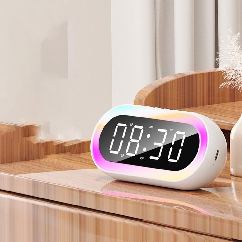 RGB Breathing Night Light Alarm Clock with Dual Alarms & USB Charging Port - Perfect for Bedroom, Home Office, and Travel (Black)