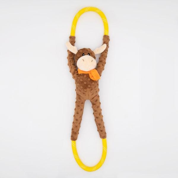 ZippyPaws RopeTugz Moose Dog Toy - Durable Chew Toy for Large & Small Dogs, Interactive Play & Teeth Cleaning - Perfect for Fetch, Tug of War & Outdoor Activities (ZP977)