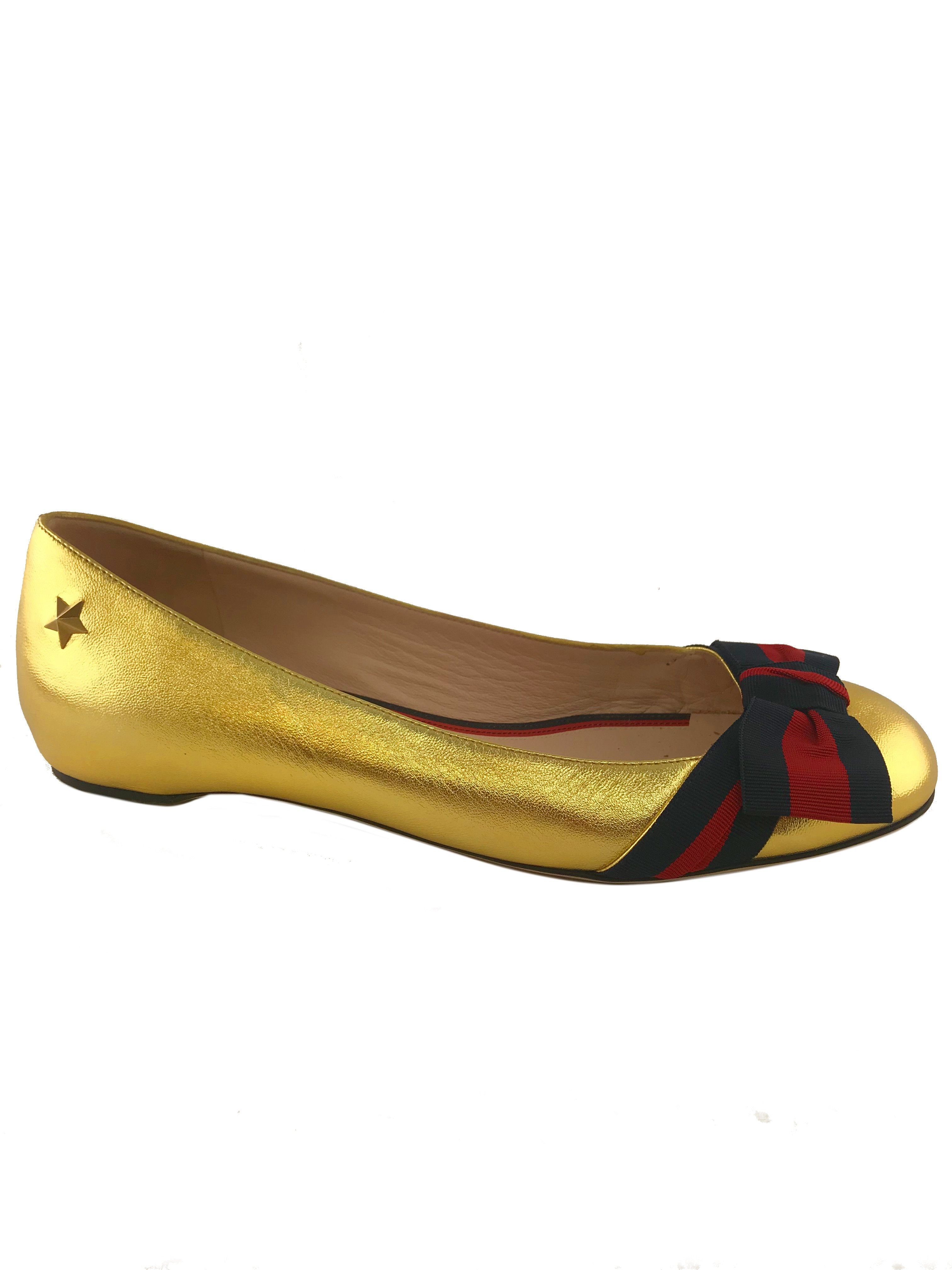 Gucci Aline Leather Flats for Women - Size 8 US | Classic Pointed Toe Ballet Flats | Comfortable & Stylish for Work, Office & Casual Wear