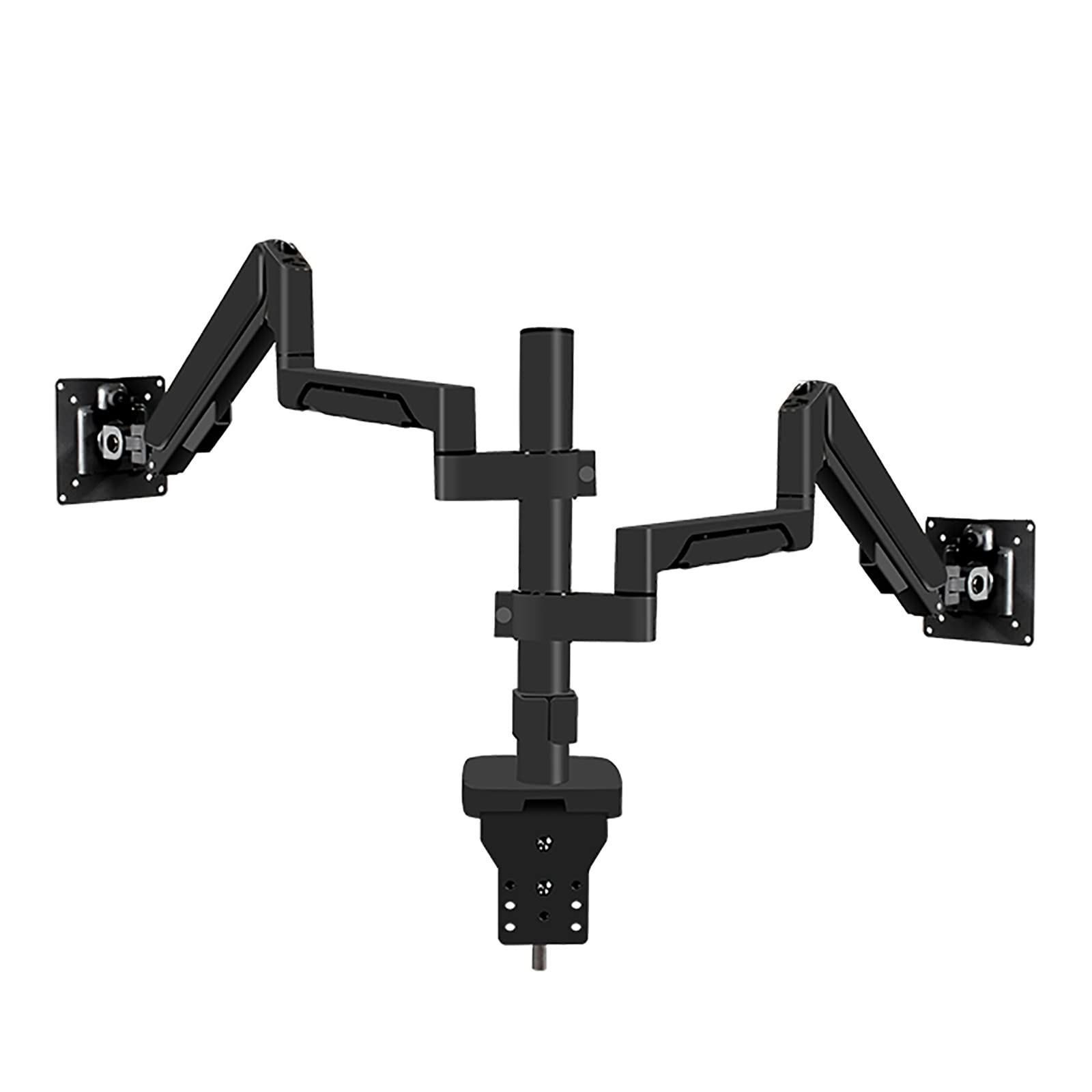 Universal TV Stand & Dual Monitor Mount - Ergonomic Gas Spring Articulating Arm for 14-32 Inch LED Computer Monitors with Clamp/Perforated Mounting Base - Perfect for Home Office, Gaming Setup & Workspace Organization