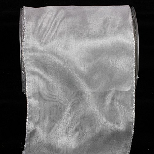 The Ribbon People Sheer Silver Double Layer Wired Craft Ribbon - 6