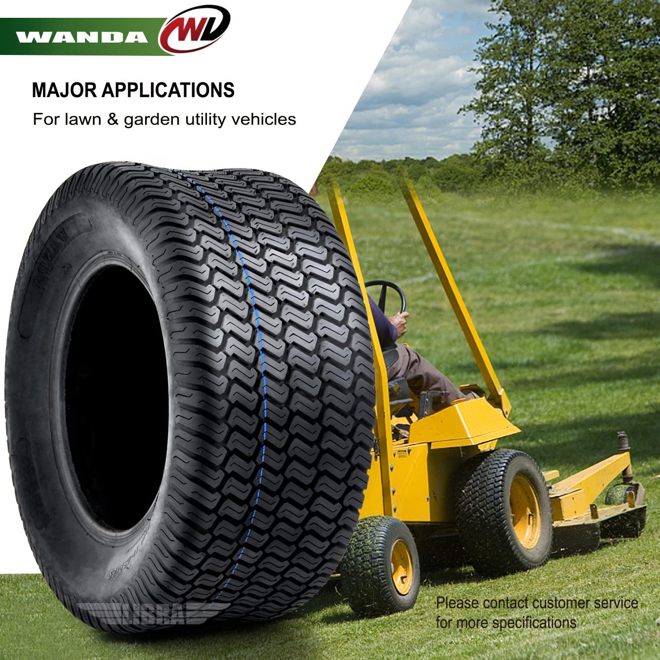 WANDA 4-Ply Lawn Mower Tires Set - 18x8.5-8 Front & 23x10.5-12 Rear (Fits Models 13028/13049) - Durable Turf Tires for Zero-Turn Mowers, Riding Tractors & Commercial Landscaping Equipment