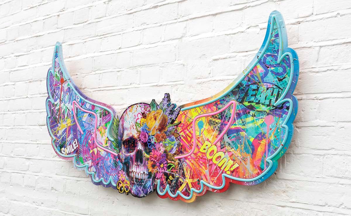 Afterlife Skull with Wings - Original Gothic Home Decor for Halloween & Dark Aesthetic Room Design