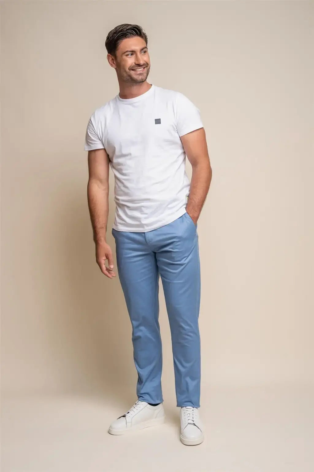 Cavani Men's Dakota Azure Chino Pants - Slim Fit Stretch Comfort Casual Dress Pants for Office, Business & Everyday Wear