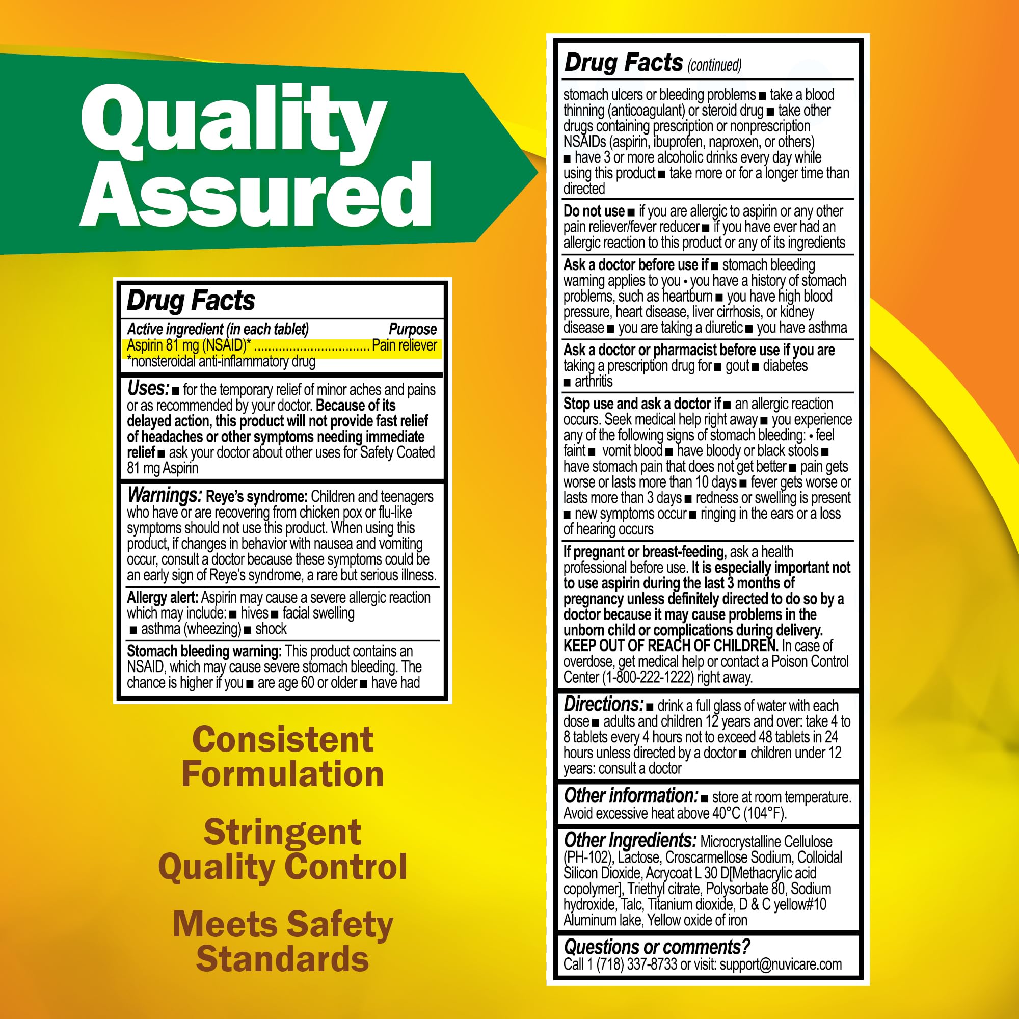 Low Dose Aspirin 81mg Coated Caplets for Adults - 300 Count | Compare to Bayer Aspirin | Heart Health Support & Daily Wellness | Perfect for Cardiovascular Care & Pain Relief