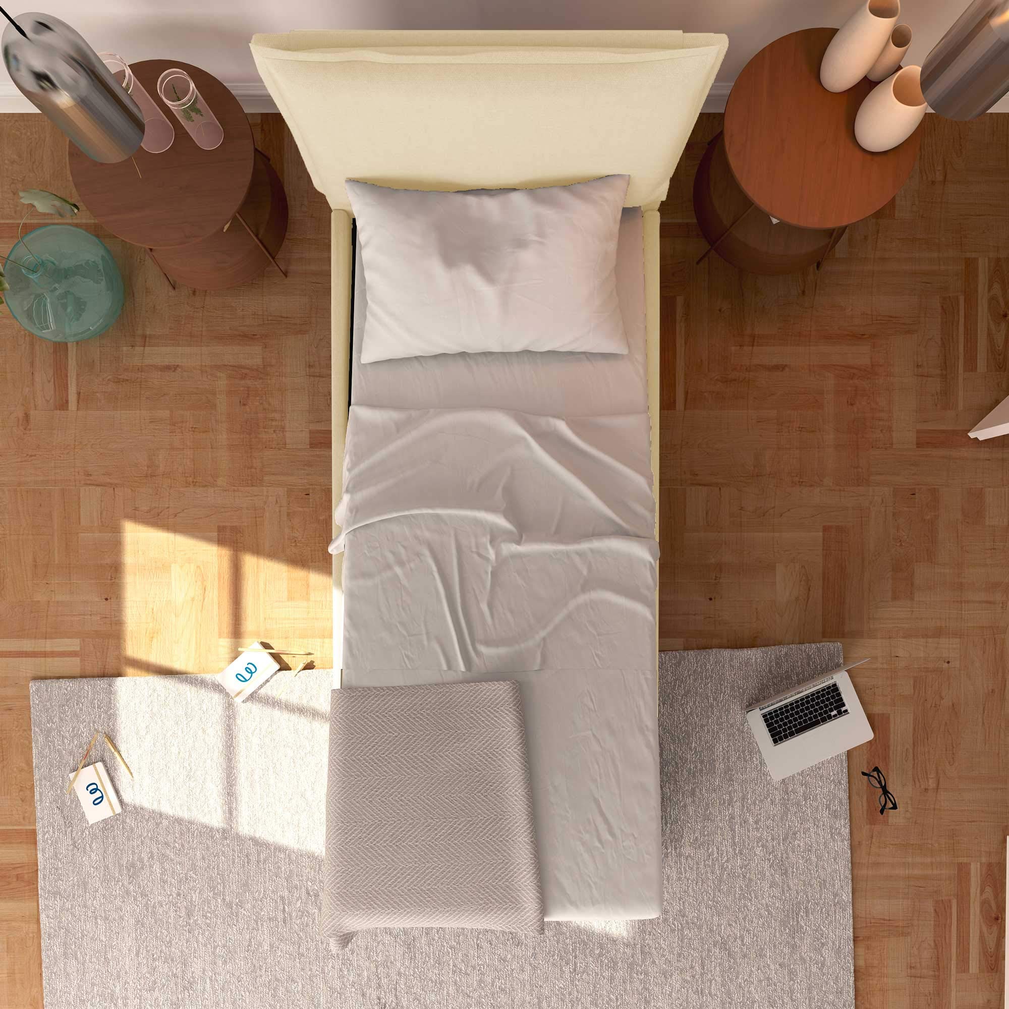 Baldiflex Single Bed with Storage, Licia Model, Synthetic Leather Upholstery, Slatted Base for Single Mattresses, 80 x 190 cm, Cream Color - Perfect for Small Bedrooms, Guest Rooms & Studio Apartments