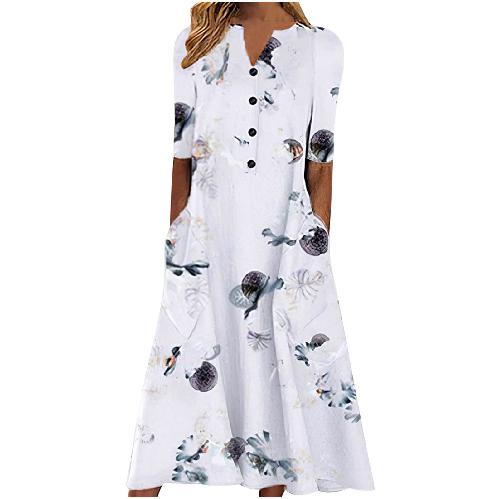 Women's Summer Dresses 2025 - Casual Plus Size Floral Boho Shirt Dress with Pockets | Trendy Flowy Spring Dress for Beach, Vacation & Everyday Wear