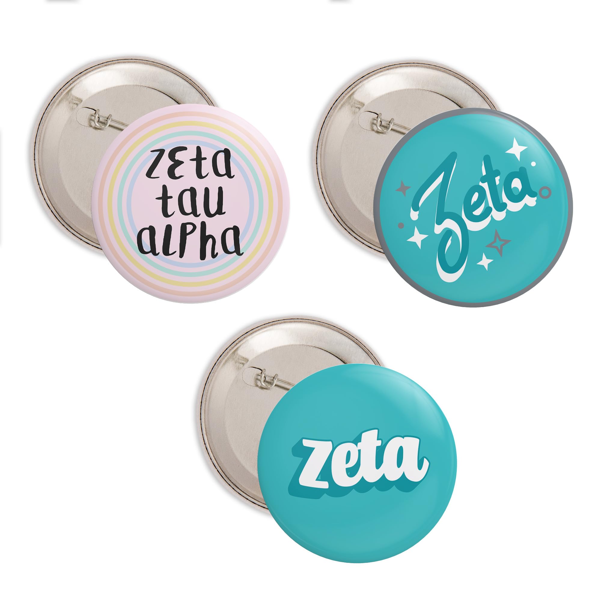 Zeta Tau Alpha Sorority Pin Set - 3 Piece Desert Cactus Badge Collection (2.25-inch) - Cute Greek Accessories for Backpacks, Jackets & Sorority Events