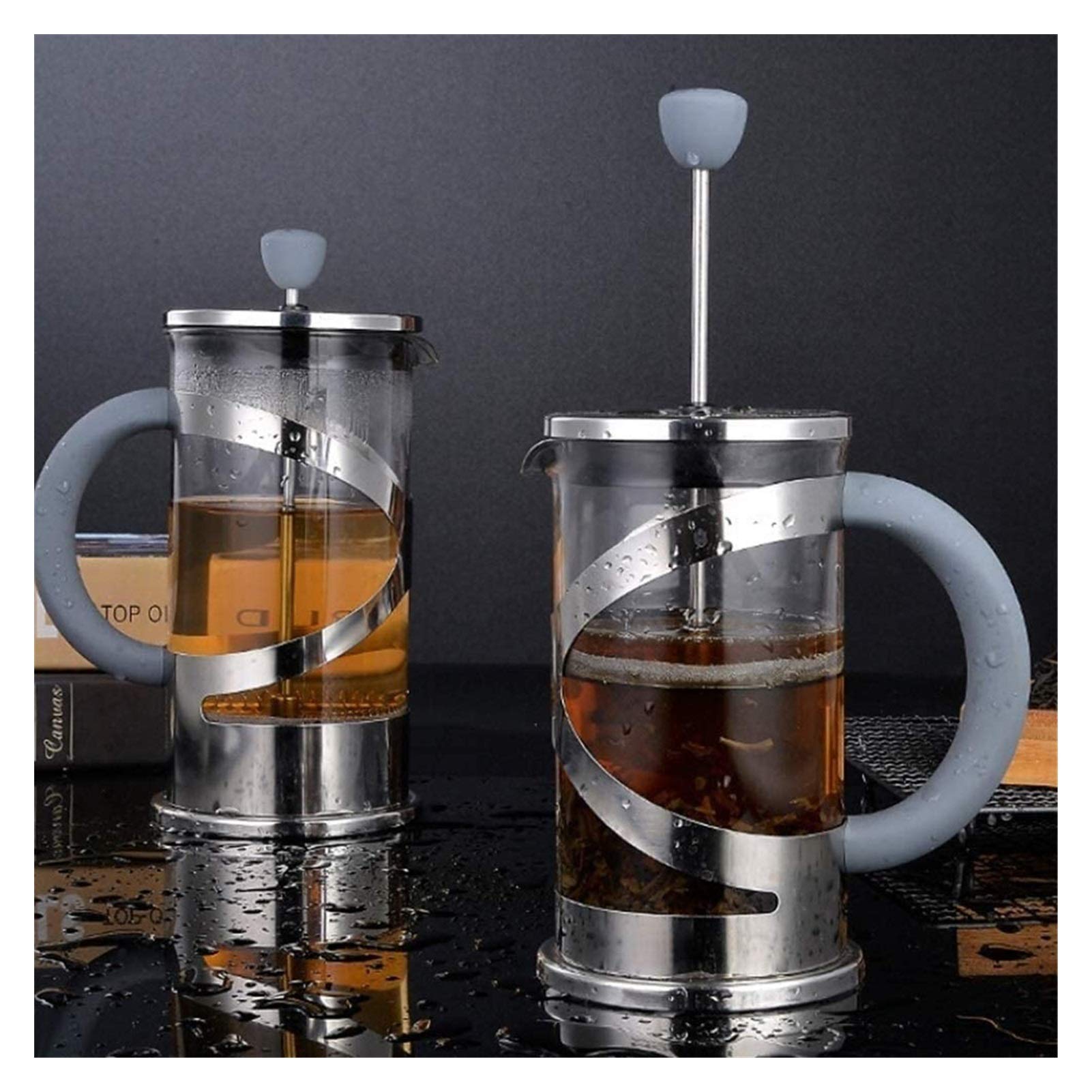 Premium French Press Coffee & Tea Maker - 34oz (1000ml) Stainless Steel & Borosilicate Glass - Heat Resistant for Home, Office & Camping Use