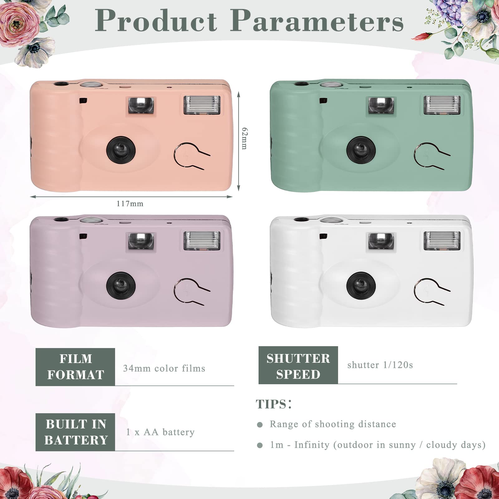 LEIFIDE 8 Pack Disposable 35mm Film Cameras with Flash - Bulk Wedding, Anniversary, Travel & Party Photography Supplies (Color Film, Single Use, Cute Colors) - Perfect for Capturing Memories at Events, Vacations & Special Occasions