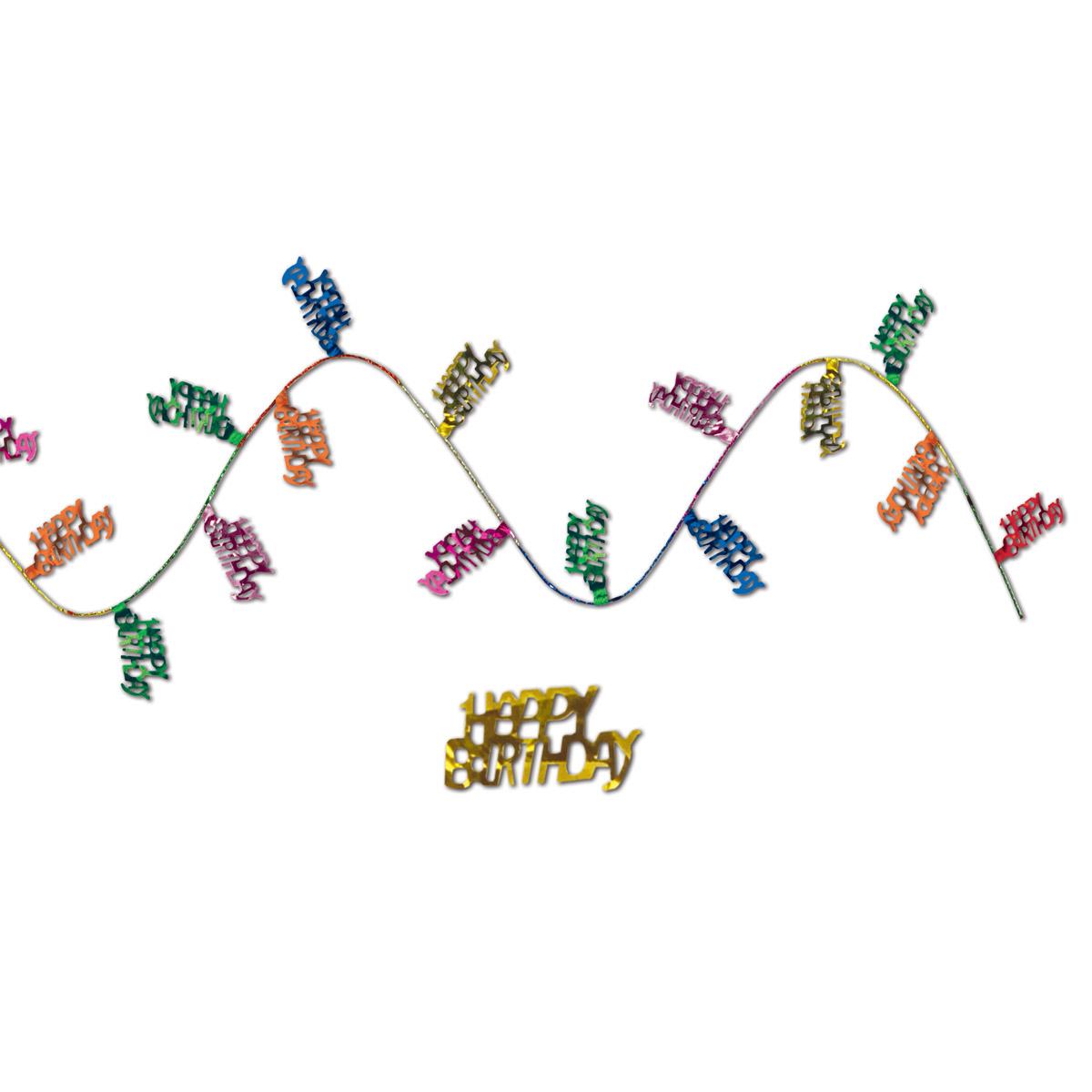 12 Pack Beistle Gleam 'N Flex Happy Birthday Party Garland - Colorful Decorations for Birthday Parties, Baby Showers & Celebrations - Perfect for Indoor & Outdoor Events