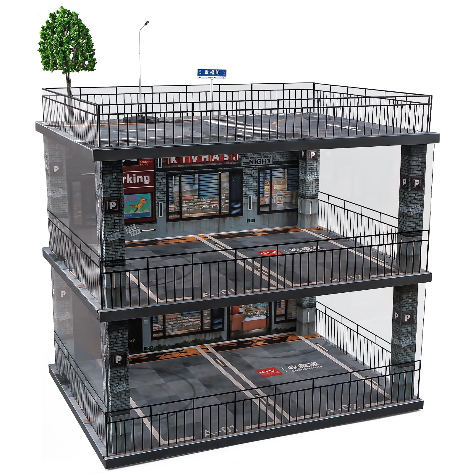 1:18 Scale Diecast Model Car Display Case with USB LED Lights & Dust Cover - Diorama Garage Parking for Alloy Sports Cars, Lego Models & Collectibles - Perfect for Showcase, Home Decor & Gift Giving