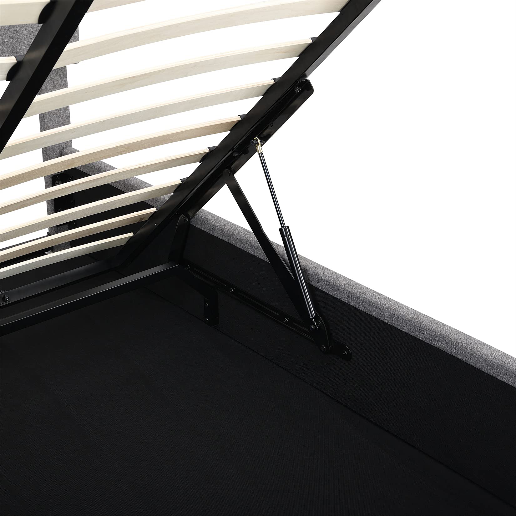 Full Storage Bed Frame with Upholstered Headboard - Space Saving for Small Bedrooms