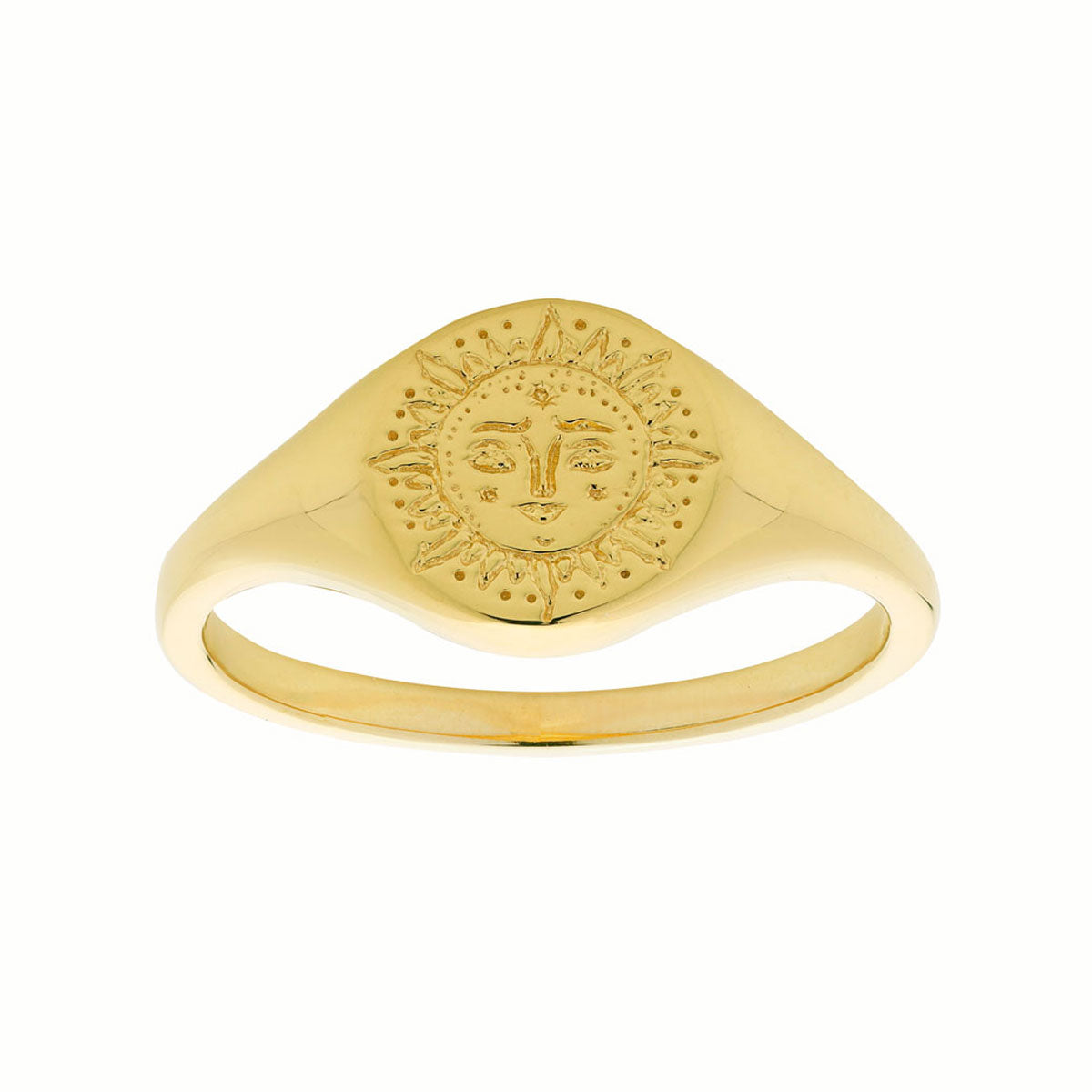 Dainty Gold Sun Signet Ring for Women - Zodiac Jewelry, Minimalist Stackable Ring, Perfect for Everyday Wear & Gifting