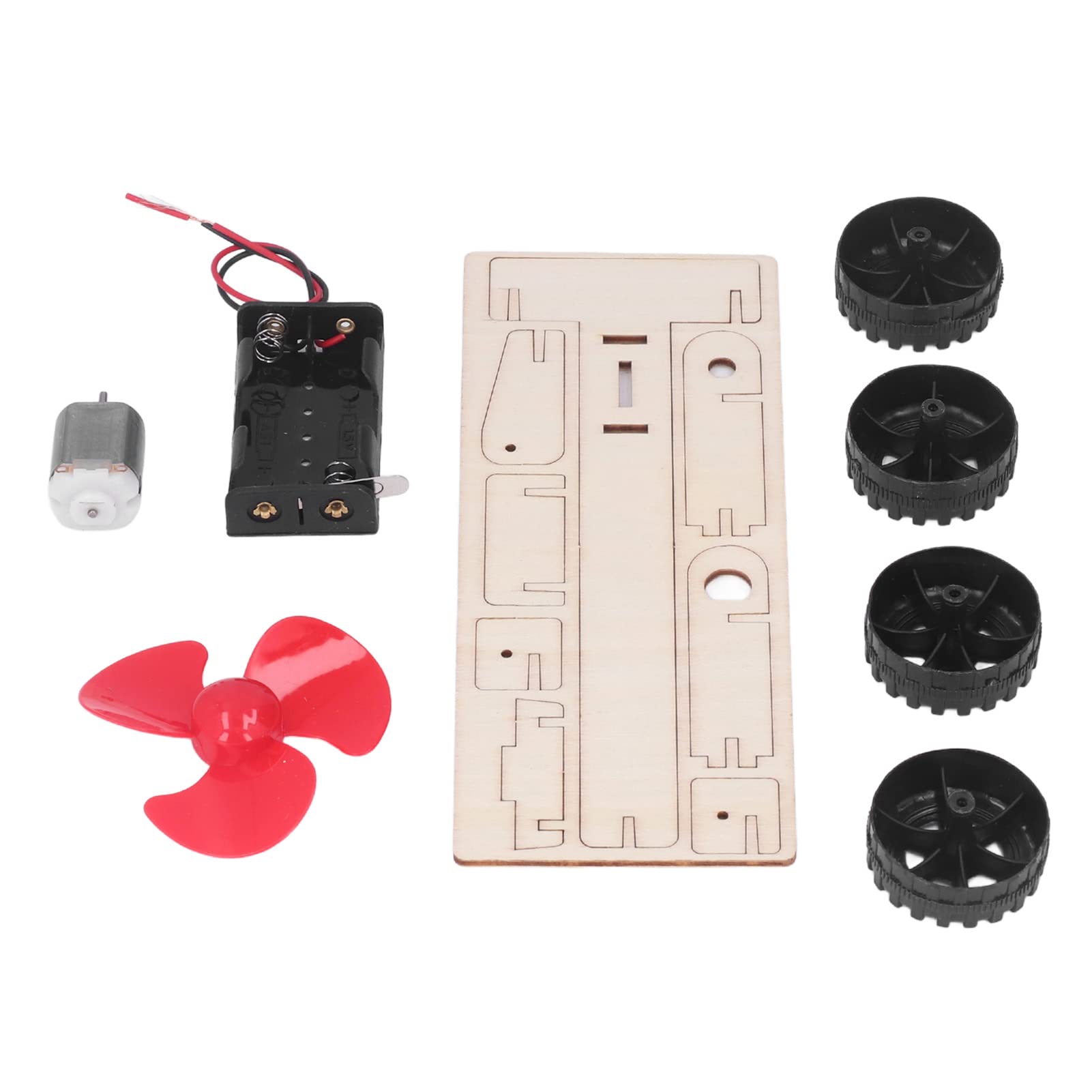DIY Wind Power Electric Car Kit - Wooden Physics Experiment Toy for Kids, Easy to Assemble STEM Learning Project for Home & Classroom Educational Play