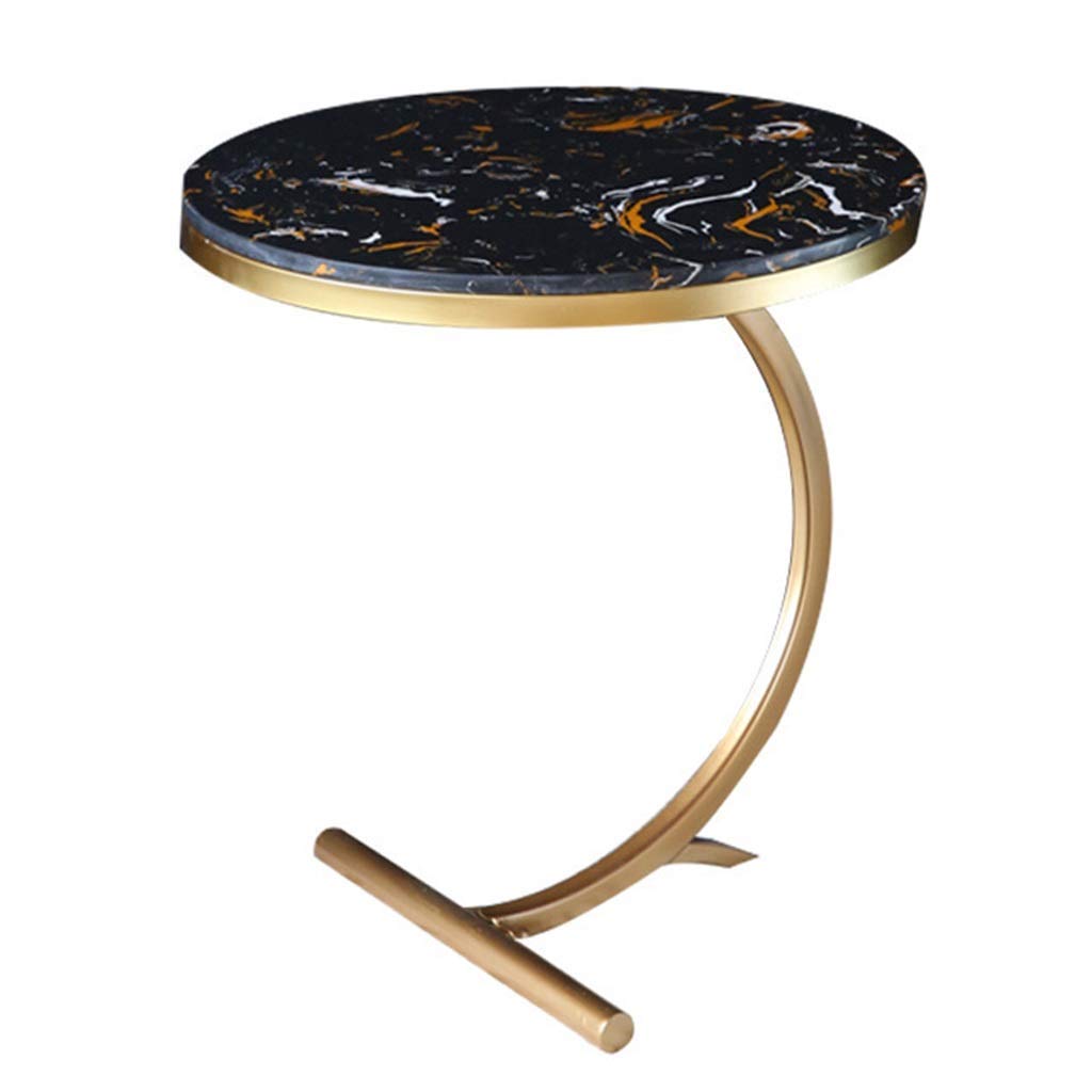 Modern Black Marble Coffee Table with Gold Metal Legs - Side Table for Living Room, Bedroom & Office - Stylish Home Decor Furniture for Small Spaces