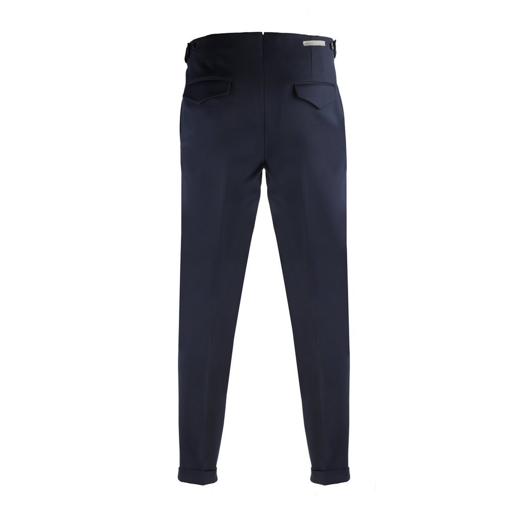 Corneliani Men's Stretch Pleated Dress Pants in Navy Blue - Perfect for Business Casual & Office Wear