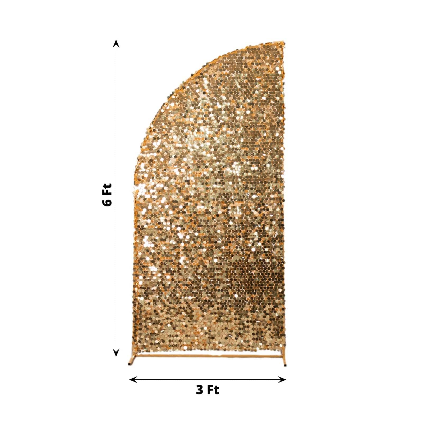 Double Sided Big Payette Sequin Half Moon Wedding Arch Backdrop Stand Cover - Elegant Wedding Decor for Ceremonies, Receptions & Photo Booths