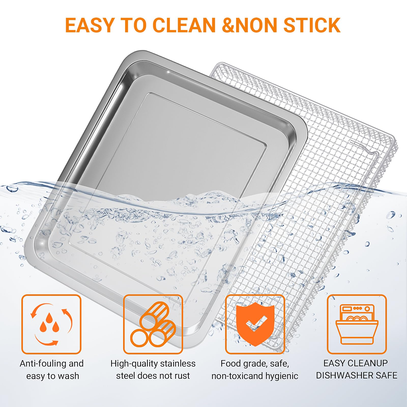 Premium Stainless Steel Baking Tray & Air Fryer Basket - Compatible with Cuisinart TOA-060 & TOA-065 Air Fryers - Durable Deep Fryer Accessories for Baking, Roasting & Air Frying - Perfect for Family Meals, Parties & Healthy Cooking