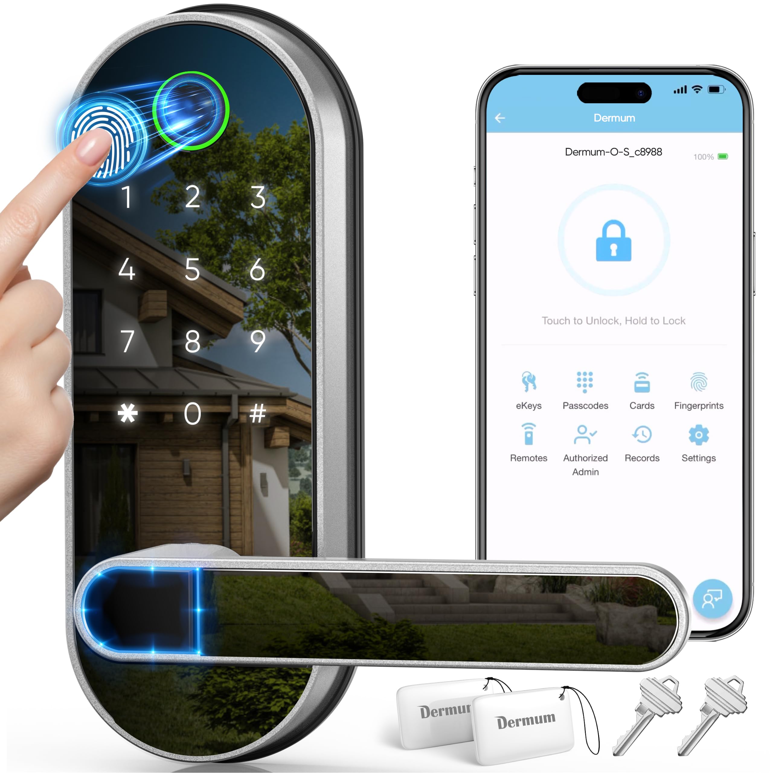 Smart Keyless Entry Fingerprint Digital Door Lock - Biometric & Passcode Electronic Deadbolt for Home Security | Easy Installation, Auto-Lock | Perfect for Apartments, Airbnb & Smart Homes (Silver)