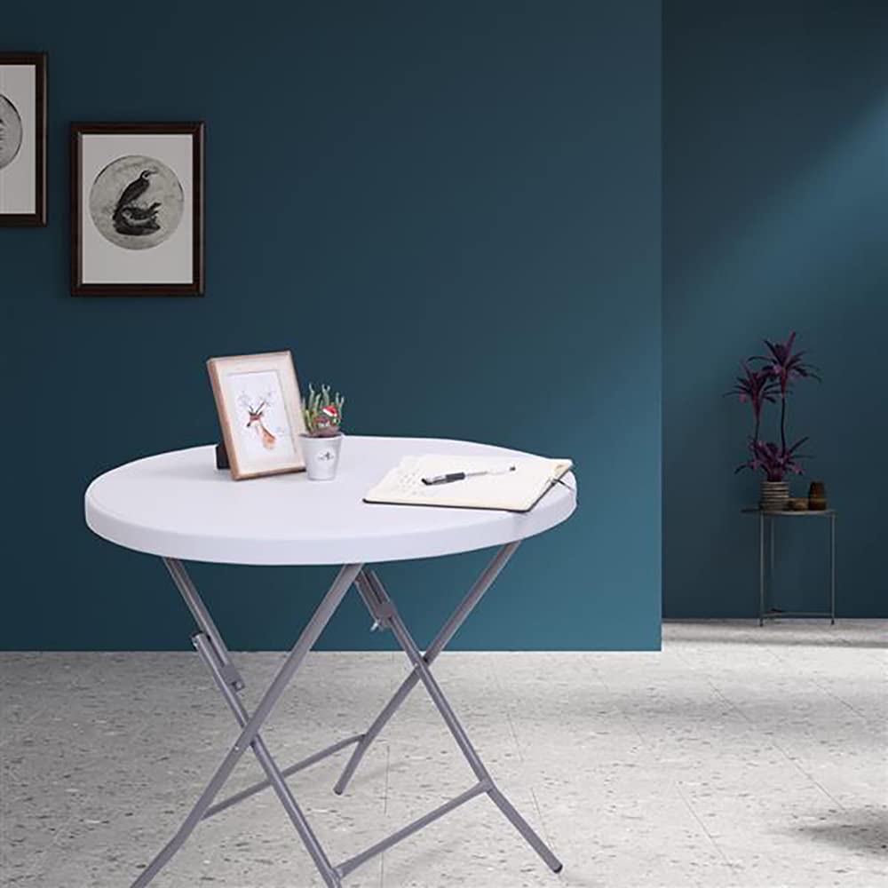32 Inch Round Folding Table with Chairs - Heavy Duty 881.85Lb Capacity, Fold-in-Half Design with Carrying Handle & 4 Steel Feet - Perfect for Backyard, Garden, Beach, Picnic, Party, Camping & Outdoor Events (32in)