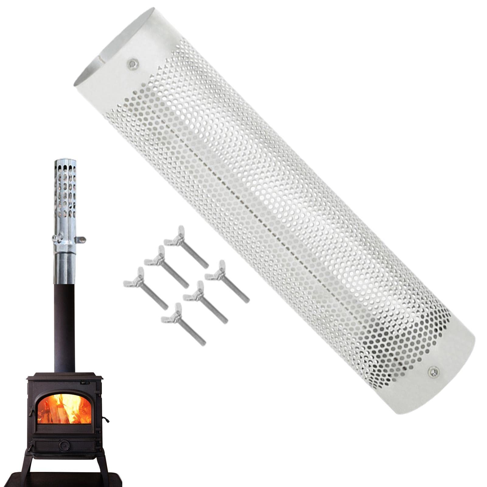 Jomewory 304 Stainless Steel Camping Stove Pipe with Mesh Design - Chimney Pipe, Smoke Pipe, Burn Protection Mesh Cover for Ventilation & Exhaust - Perfect for Outdoor Camping, Hiking & RV Adventures