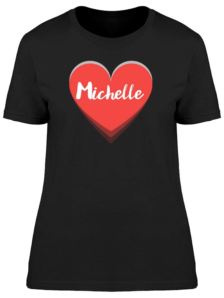 Michelle On Red Heart Tee - Women's Graphic T-Shirt for Casual Wear & Valentine's Day Outfits