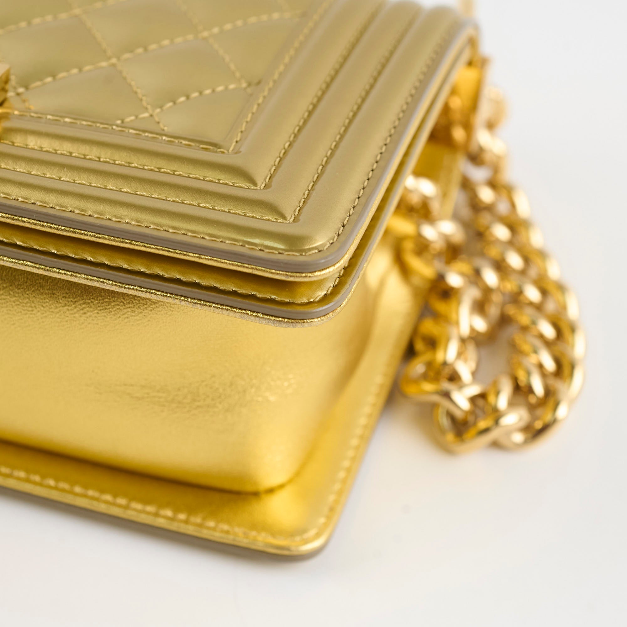 Chanel Small Boy Gold 19 Series Handbag - Luxury Designer Crossbody Bag for Women | Perfect for Evening Parties, Date Nights & Special Occasions