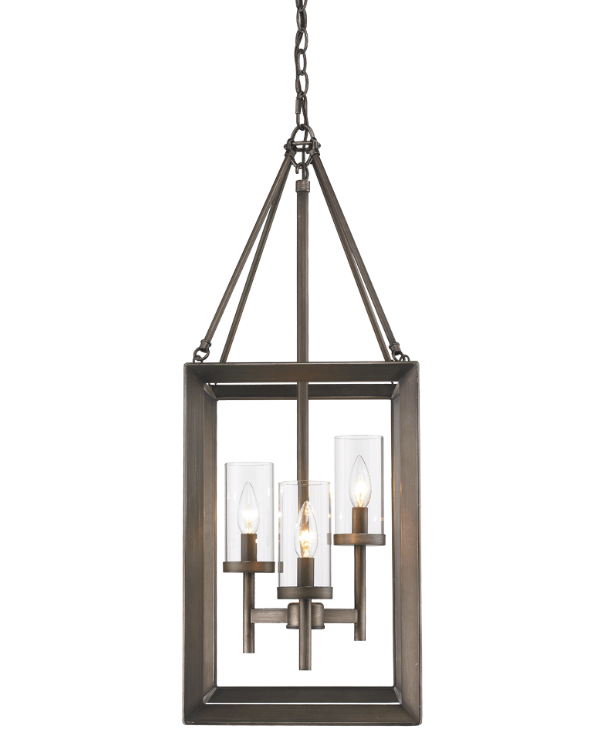 Modern Jenkins 3-Light Pendant Lighting Fixture for Kitchen Island, Dining Room & Living Room | Adjustable Hanging Chandelier with Clear Glass Shades | Farmhouse & Industrial Style Ceiling Light