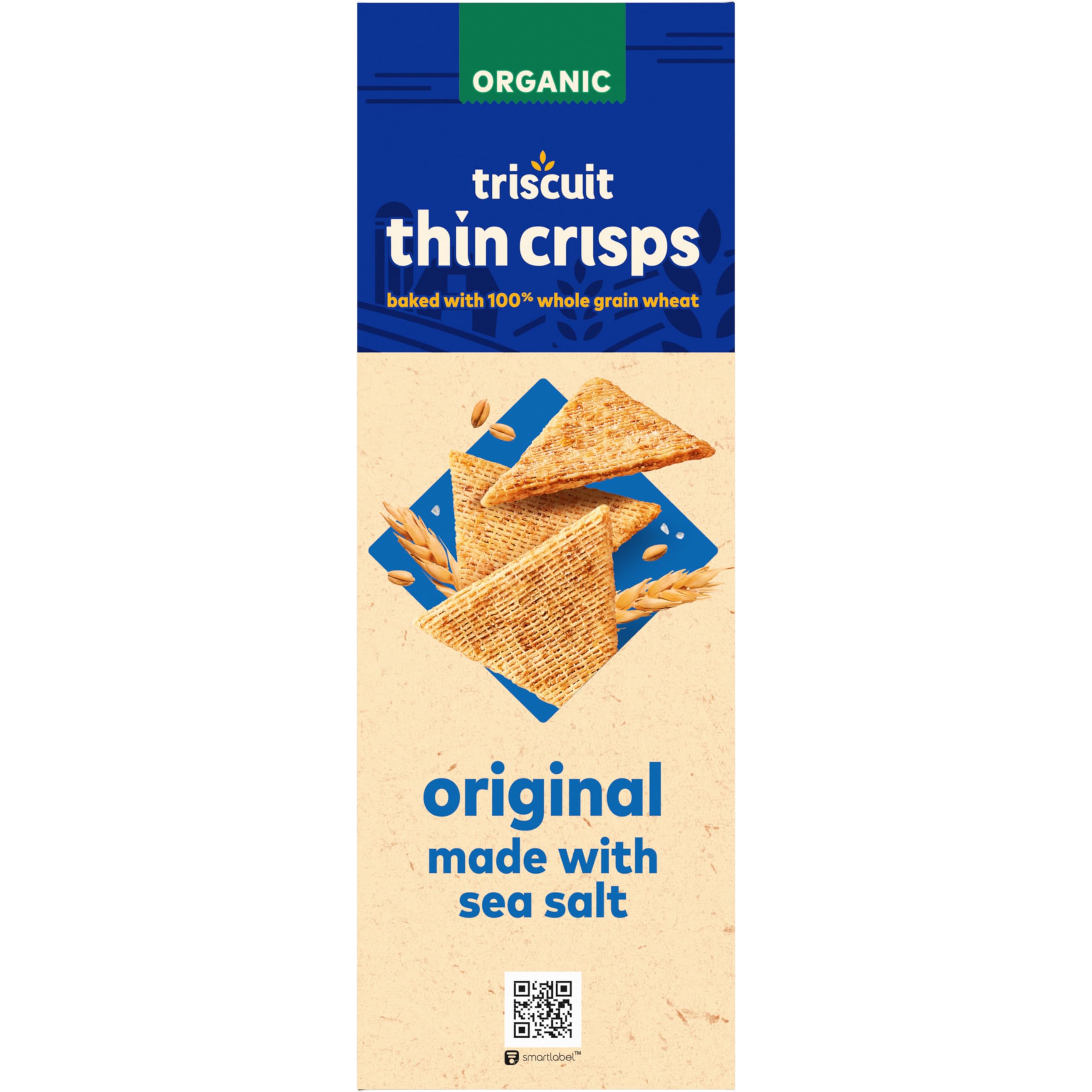 Organic Whole Grain Wheat Crackers | Triscuit Original Vegan Snacks | Gluten-Free Healthy Lunch Box Snacks for Kids & Adults | Perfect for Office, School & Picnics | 6-Pack (6.5 oz Each)