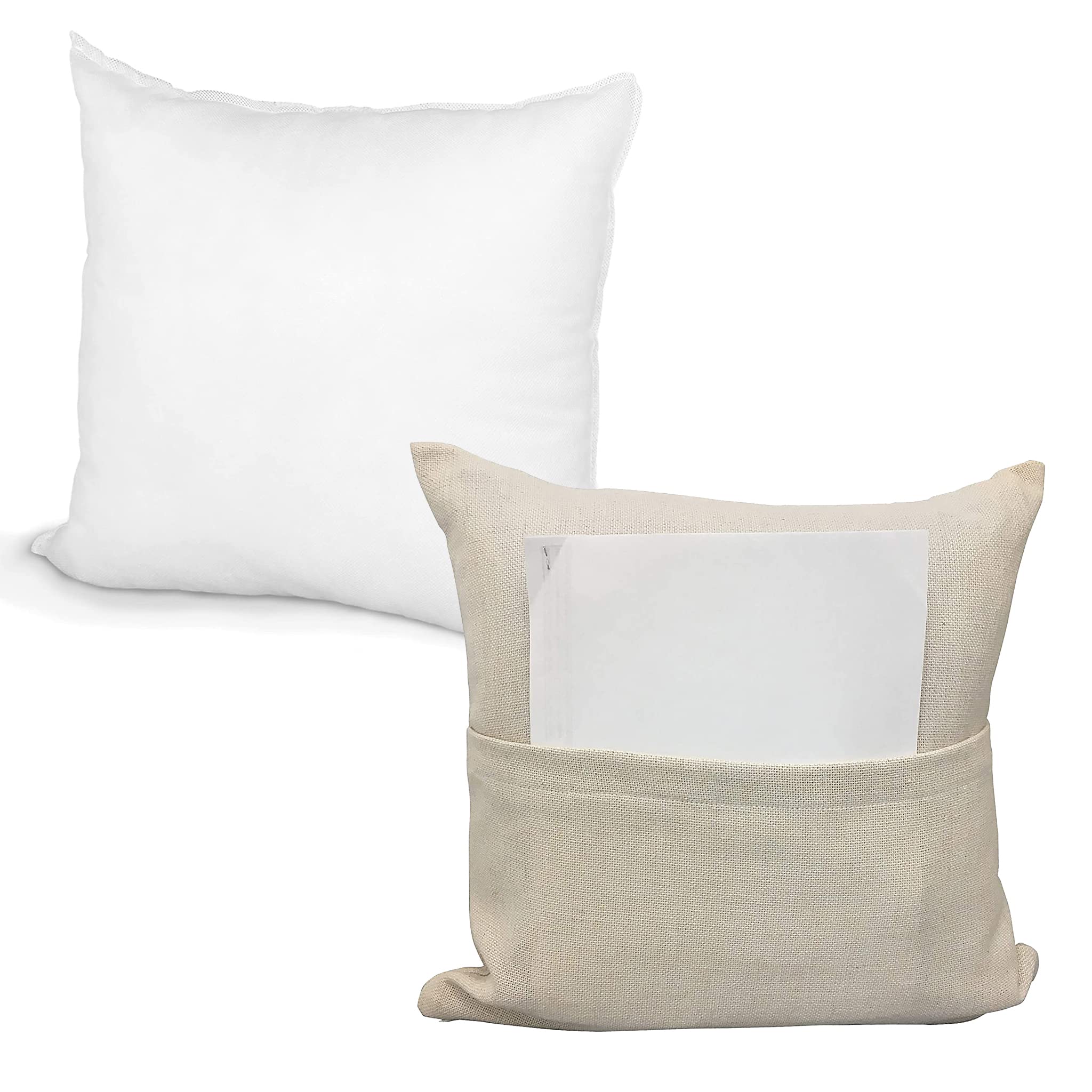 Hometex 16x16 Inch Sublimation Pillow Covers & Inserts Bundle - 10 Pack Faux Linen Decorative Cushion Set for Heat Press Printing - Perfect for Home Decor, Sofa, Bedroom & DIY Craft Projects