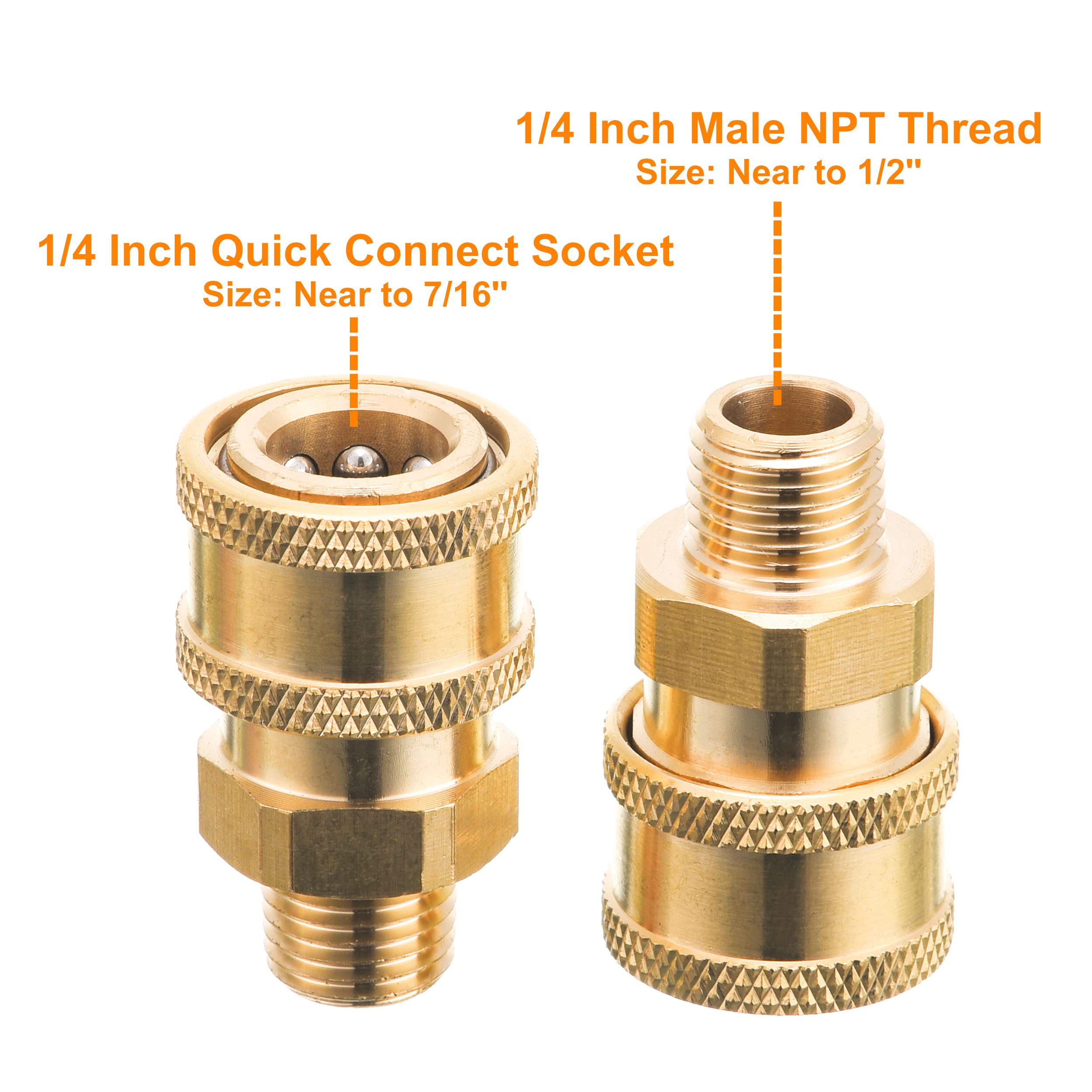 RIDGE WASHER 1/4 Inch Quick Connect to NPT Pressure Washer Couplers - High Flow Quick Disconnect Fittings for Power Washer, Garden Hose & Water Sprayer - Perfect for Car Washing, Deck Cleaning & Outdoor Use