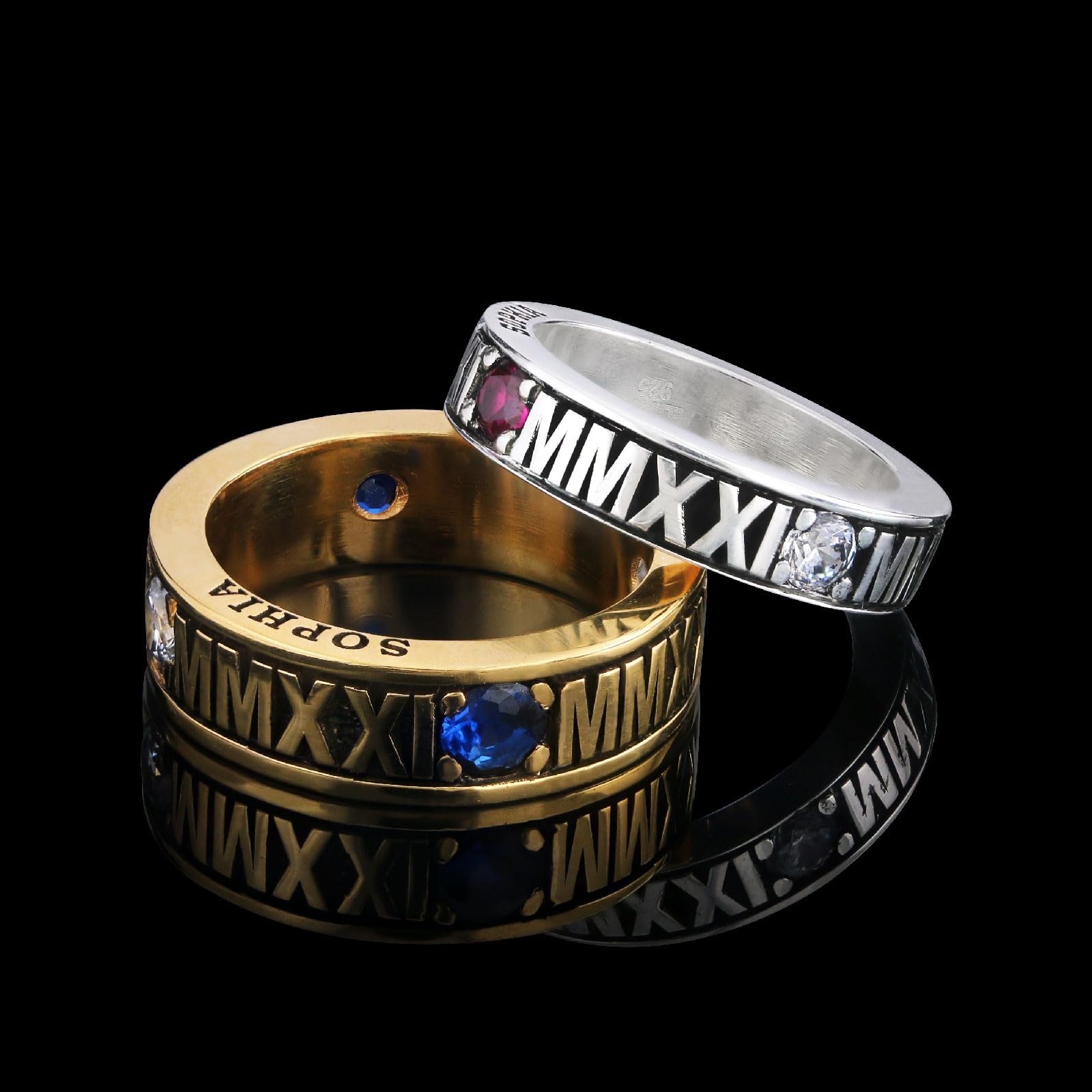 Roman Numeral Class Ring - Personalized School Ring for Graduation, Custom Engraved College Band Ring - Perfect Gift for Graduates & Alumni