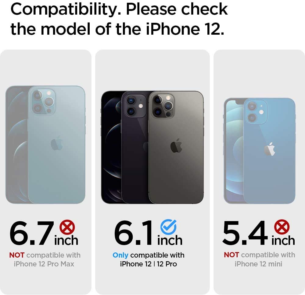 Spigen Ultra Hybrid Protective Case for iPhone 12 & iPhone 12 Pro (2020) - Navy Blue | Slim Clear Back Cover with Shock Absorption | Perfect for Everyday Use, Work & Travel
