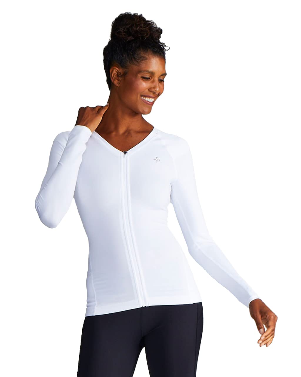 Tommie Copper Women's Long Sleeve V-Neck Compression Shirt with Front Zipper - Posture Corrector for Back & Shoulder Support - Ideal for Yoga, Workouts & Pain Relief