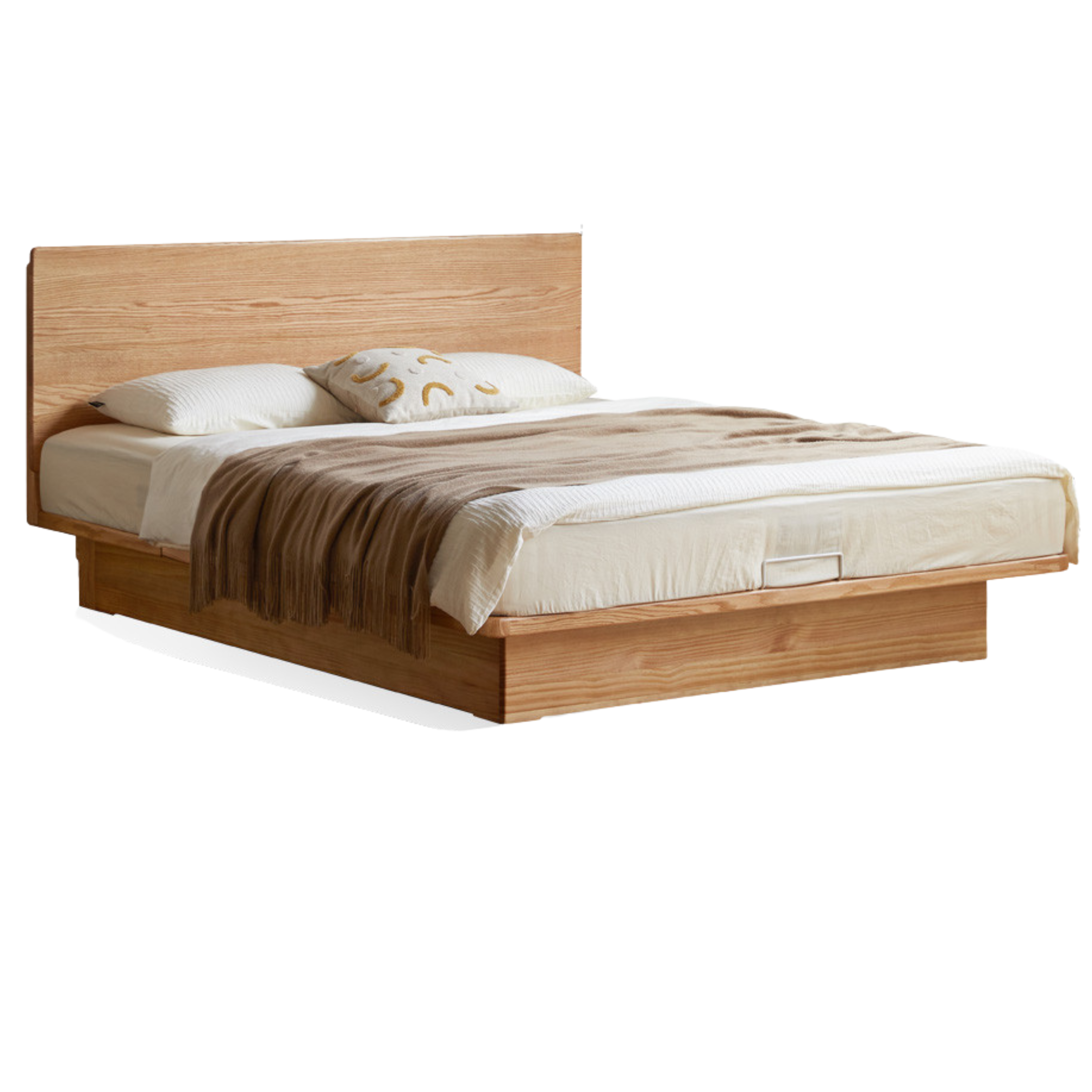 Oak Solid Wood Floating Nightstand with Storage - Modern Bedside Shelf for Bedroom, Living Room & Office Organization