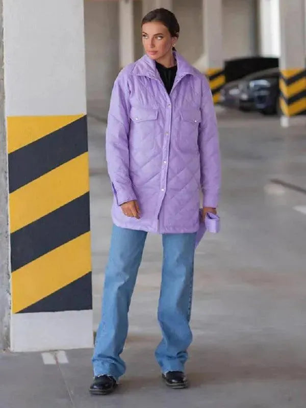 Stylish Loose Fit Women's Quilted Shirt Jacket - Lightweight Layering for Fall & Spring | Casual Outfits, Outdoor Activities & Travel Essentials