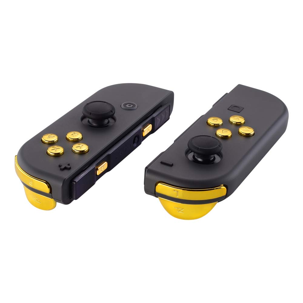 eXtremeRate Chrome Gold Replacement Buttons Kit for Nintendo Switch & OLED Joy-Con - Full Set ABXY Direction Keys SR SL L R ZR ZL + - Home Capture Trigger Buttons & Springs - DIY Controller Repair Parts for Gaming Enthusiasts