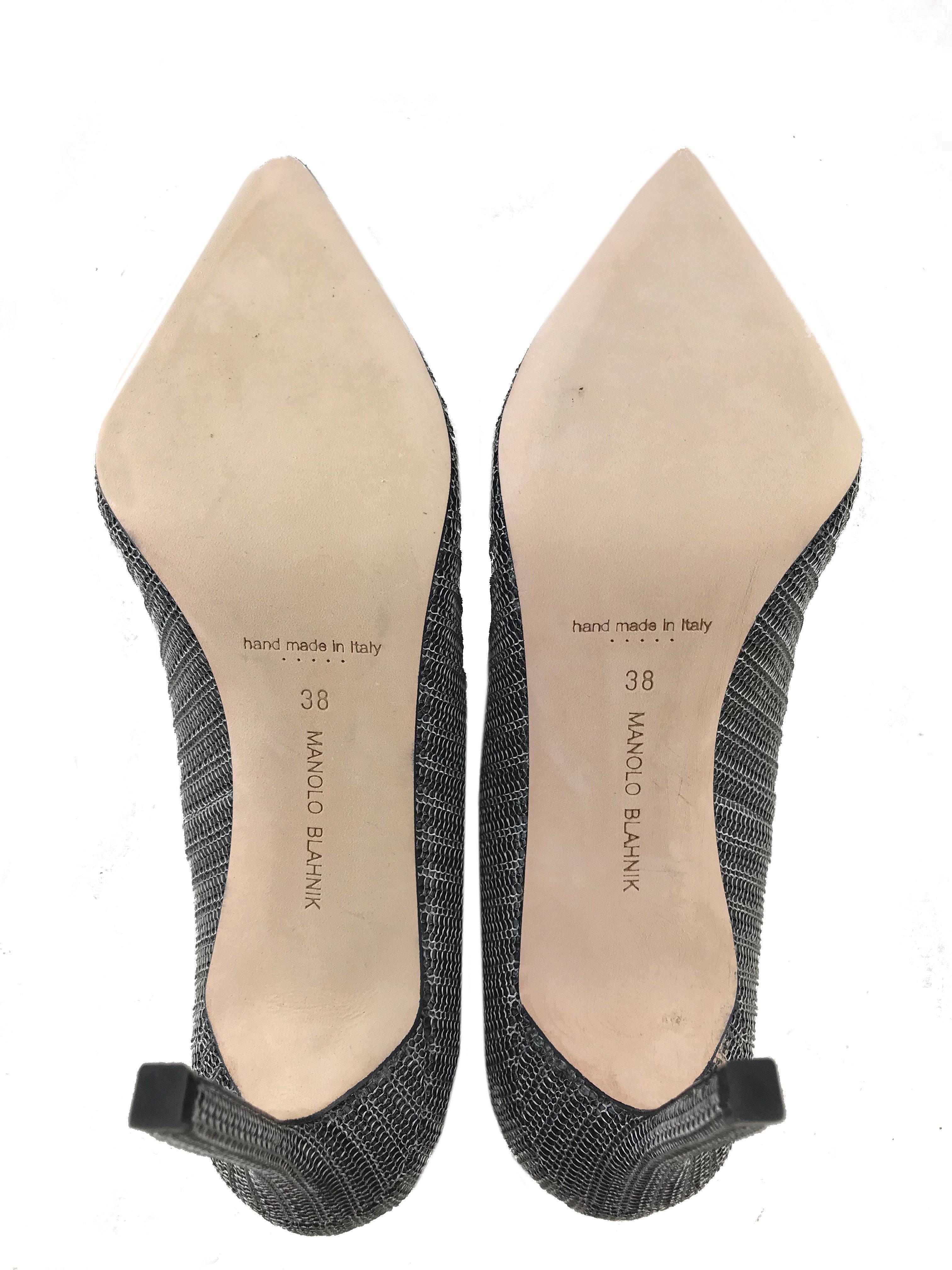 Manolo Blahnik BB Metal Pumps Women's Heels Size 8 | Elegant Pointed Toe Stiletto Pumps for Weddings, Parties & Evening Events