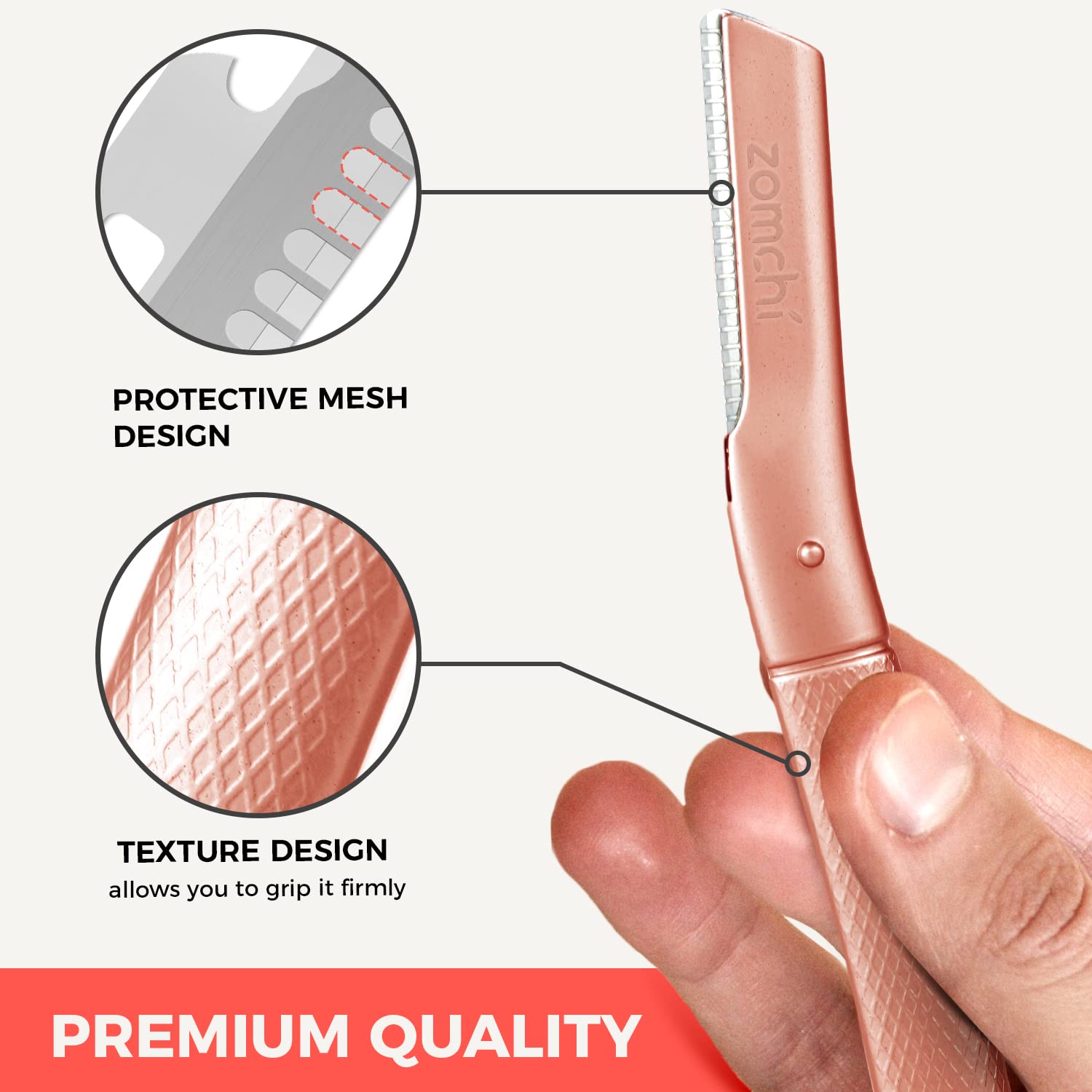 Premium Metallic Blue & Rose Gold Eyebrow Razor - Ultra Sharp Facial Hair Remover for Perfect Eyebrow Shaping & Smooth Skin | At-Home Salon, Travel-Friendly Beauty Essential