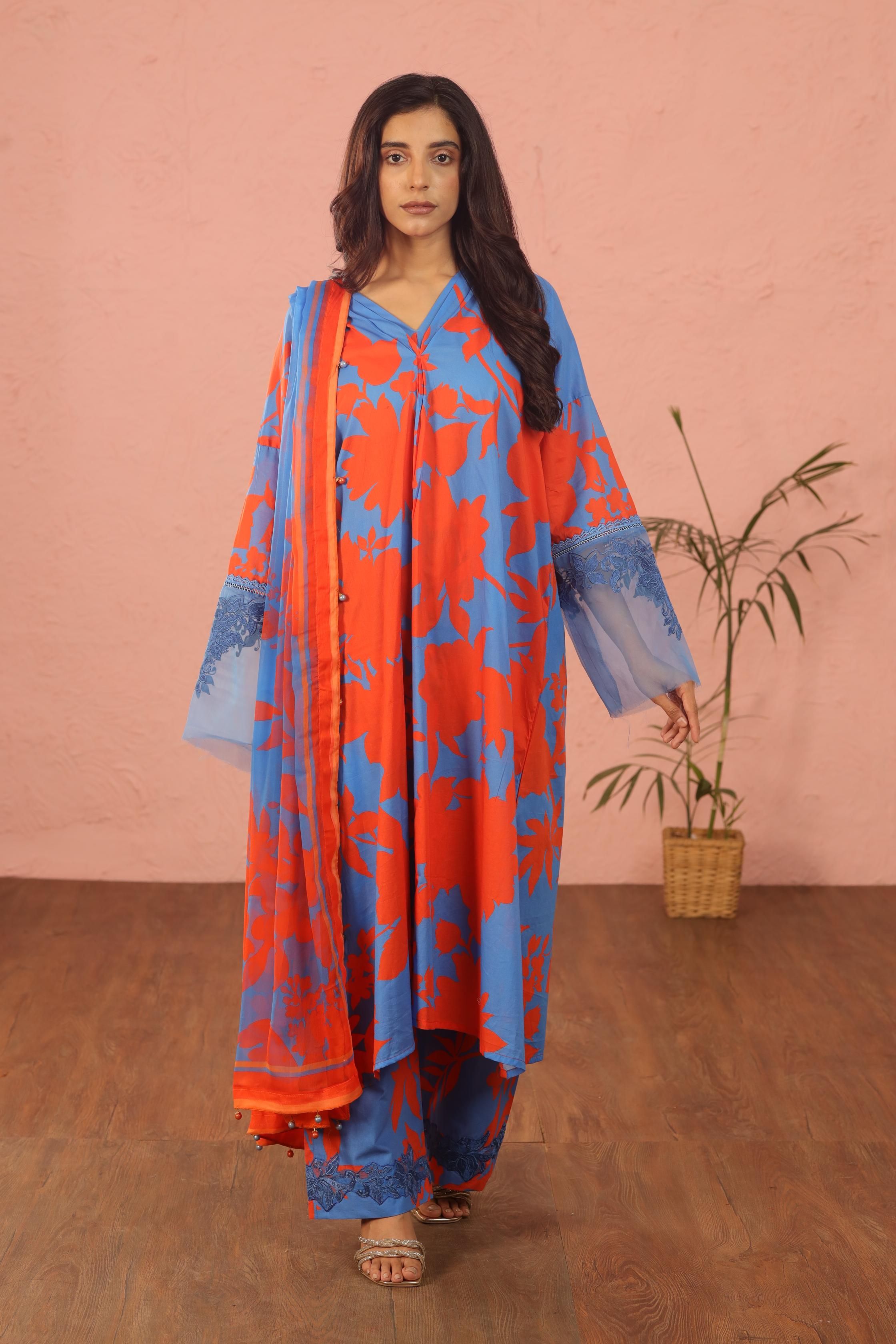 Maria B M Prints - Stylish Floral Design 11B for Home Decor & Fashion Accessories | Perfect for Dresses, Scarves & Wall Art