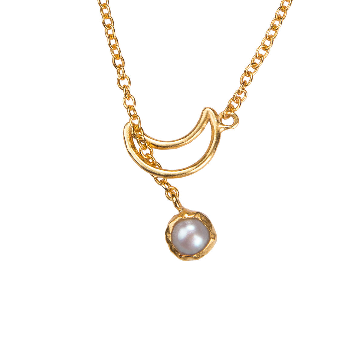 Talking To The Moon Mini Lariat Baroque Pearl Necklace - Elegant Dainty Pearl Pendant for Women | Perfect for Date Night, Weddings & Special Occasions