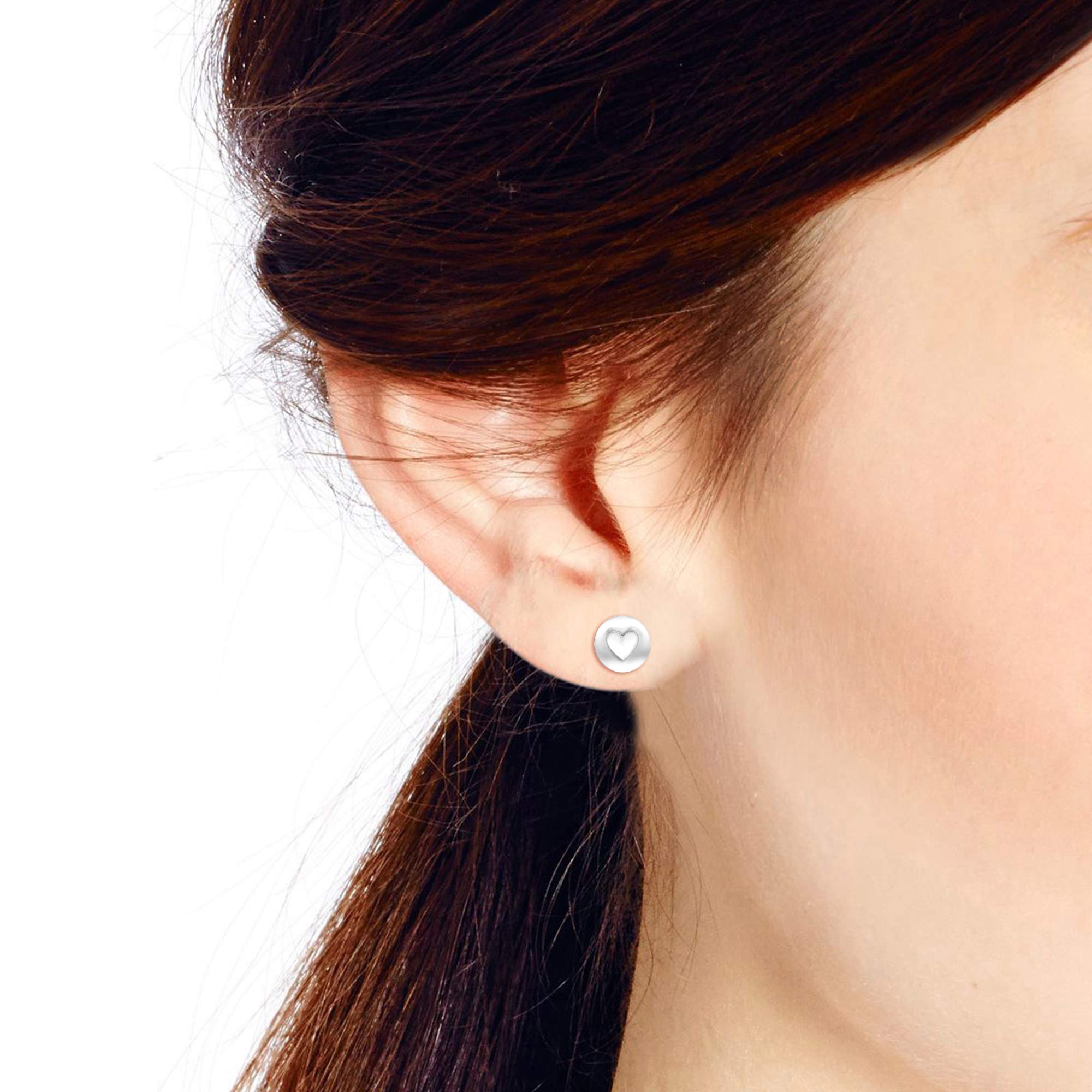 AeraVida Sterling Silver Heart Cut-Out Stud Earrings for Women - Minimalist Love Inspired Jewelry - Perfect Gift for Daughter, Girlfriend & Wife - Everyday Wear, Date Night & Special Occasions