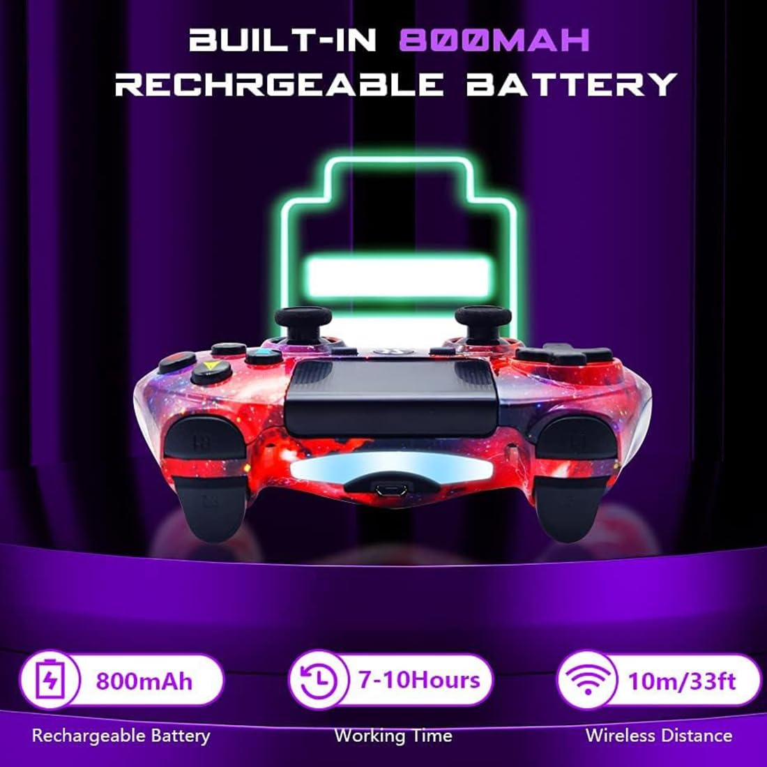 Wireless PS4 Controller for PlayStation 4/Pro/Slim - Dual Shock with 6-Axis Motion Sensor, Touch Pad, Built-in Speaker & Stereo Headphone Jack - Perfect for Gaming, Streaming & Multiplayer Sessions
