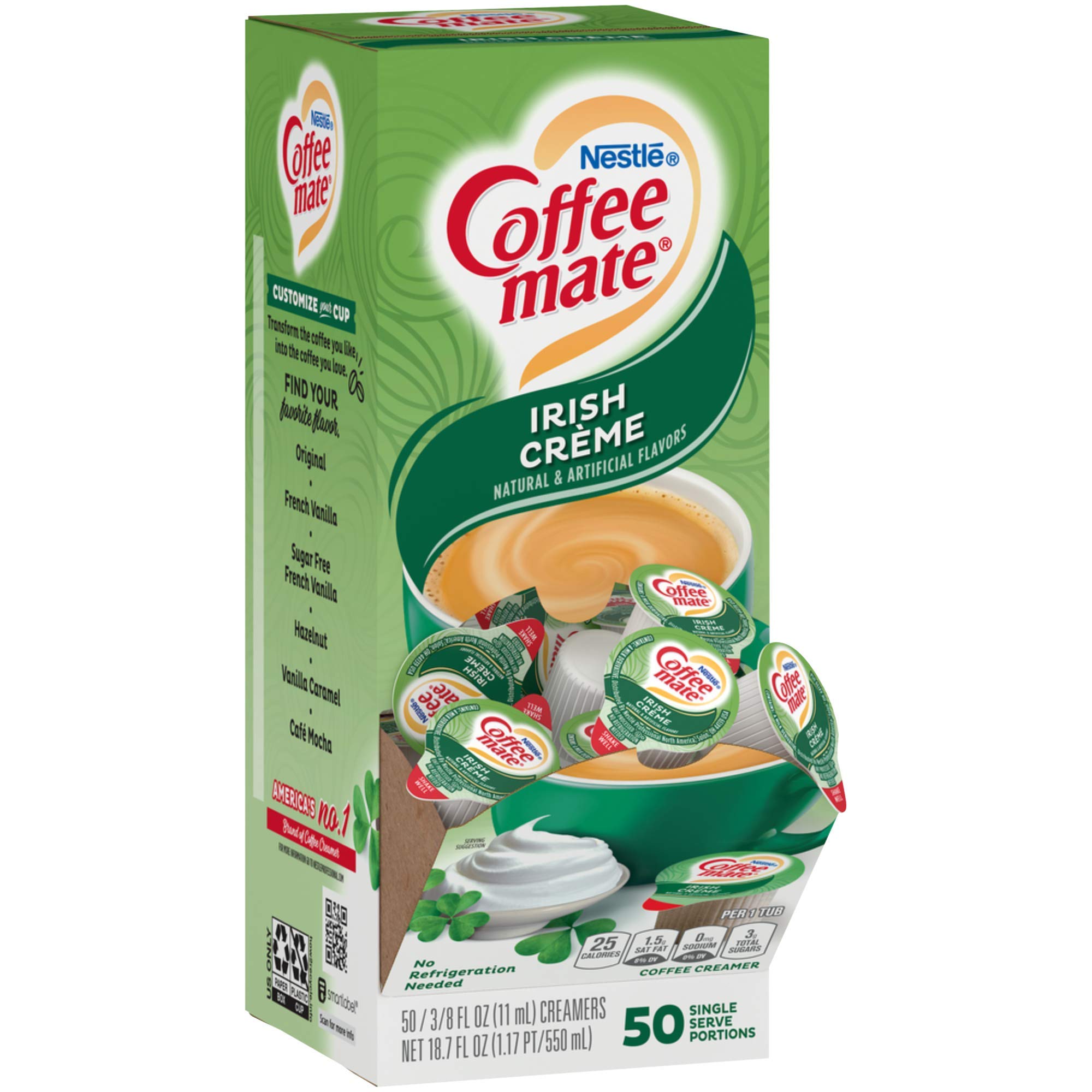 Nestle Coffee mate Liquid Coffee Creamer Singles, Irish Crème Flavor, 50 Count Box (Pack of 2) - Perfect for Office, Travel & Home Coffee Brewing - Includes Free By The Cup Coffee Scoop